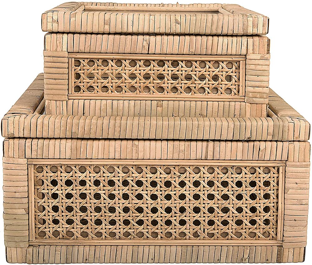 Creative Co op rattan and cane display boxes