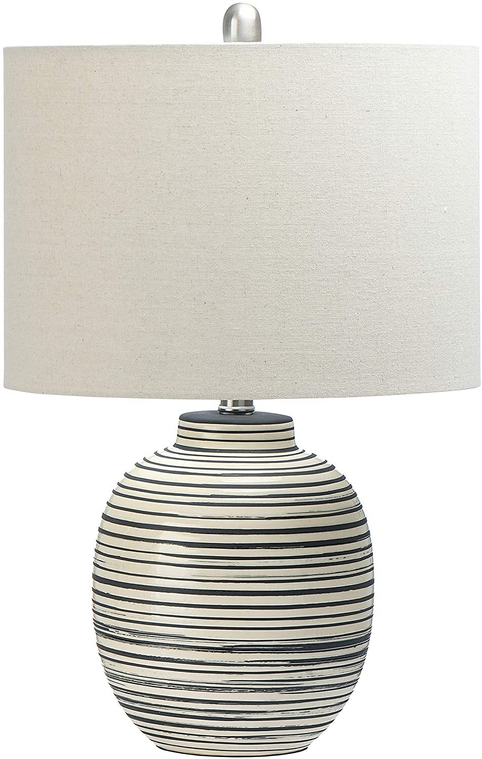 Creative Co op Ceramic Textured Striped Gray Table Lamp
