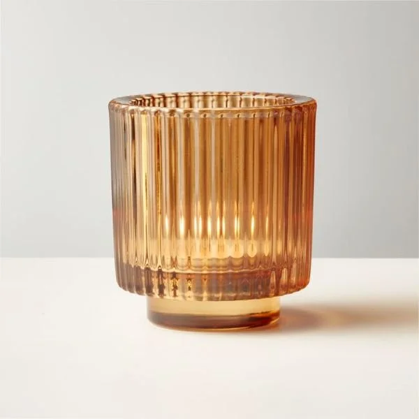 Amber Glass Tea Light Holder