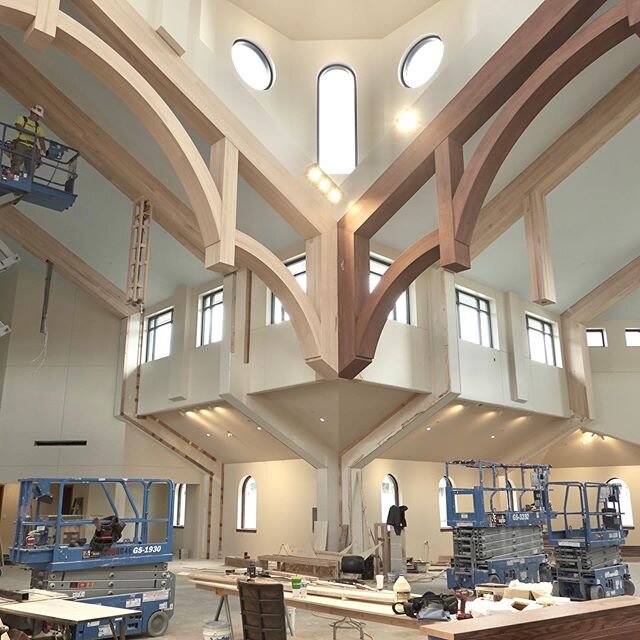 Making progress on the beam wraps at St. Elizabeth Ann Seton! Going to be spectacular when it&rsquo;s complete!