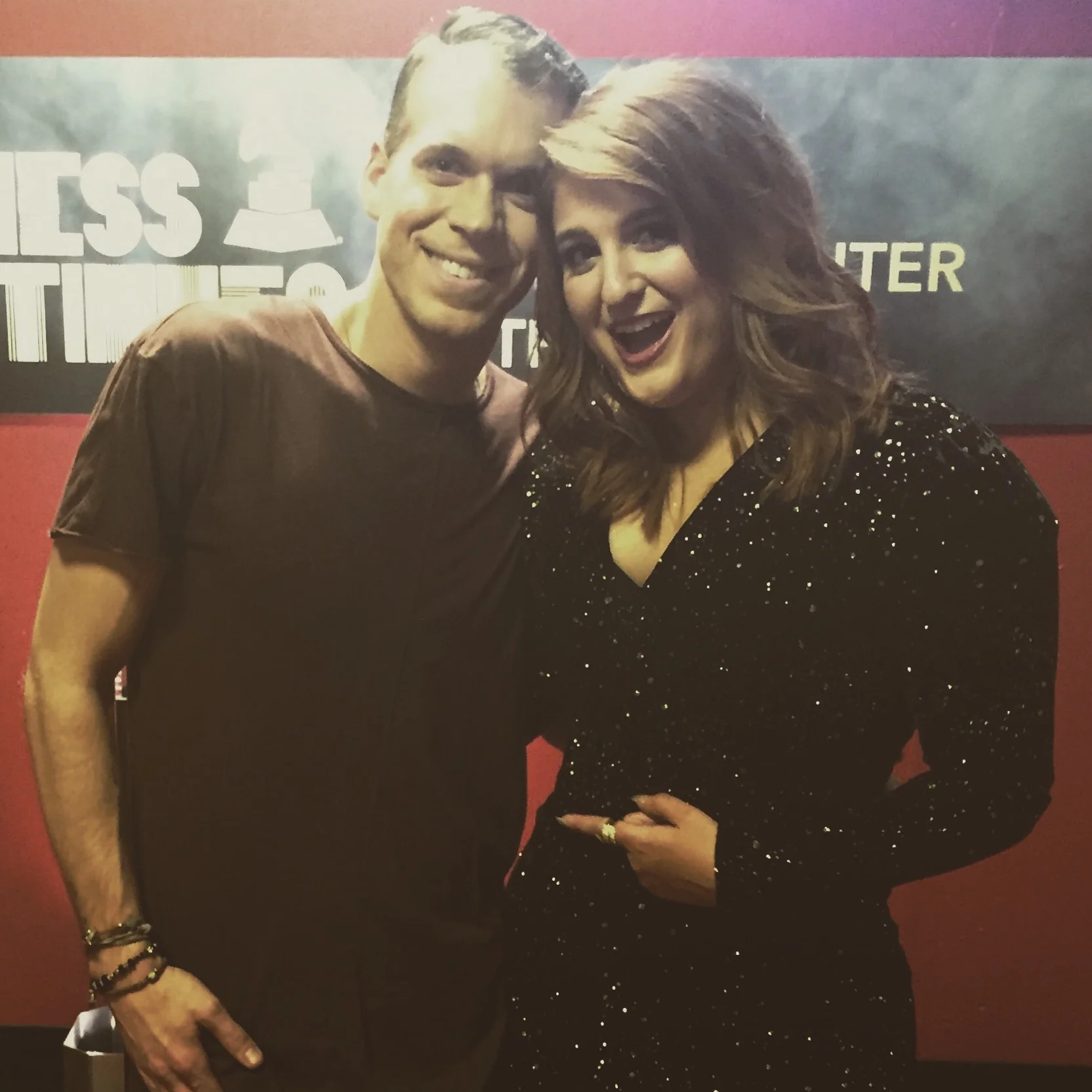 Backstage with Meghan Trainor at 58th Grammy Awards