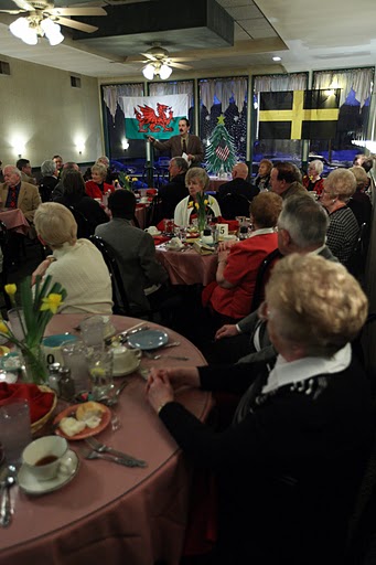  A large group of Welsh enthusiasts enjoy the traditional celebration.