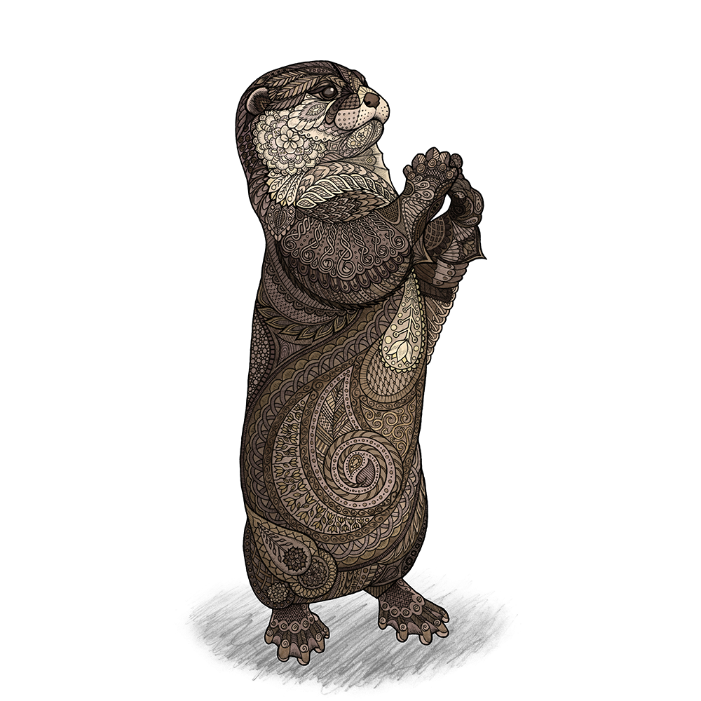 I could have called this something like "Otterly Infatuated," but I didn't. I humbly accept your thanks on behalf of the world. Pen, pencil, and watercolor on Bristol board. Original available for sale - $150, 8.25" x 11.5" Shop prints and products on Society6 and Redbubble
