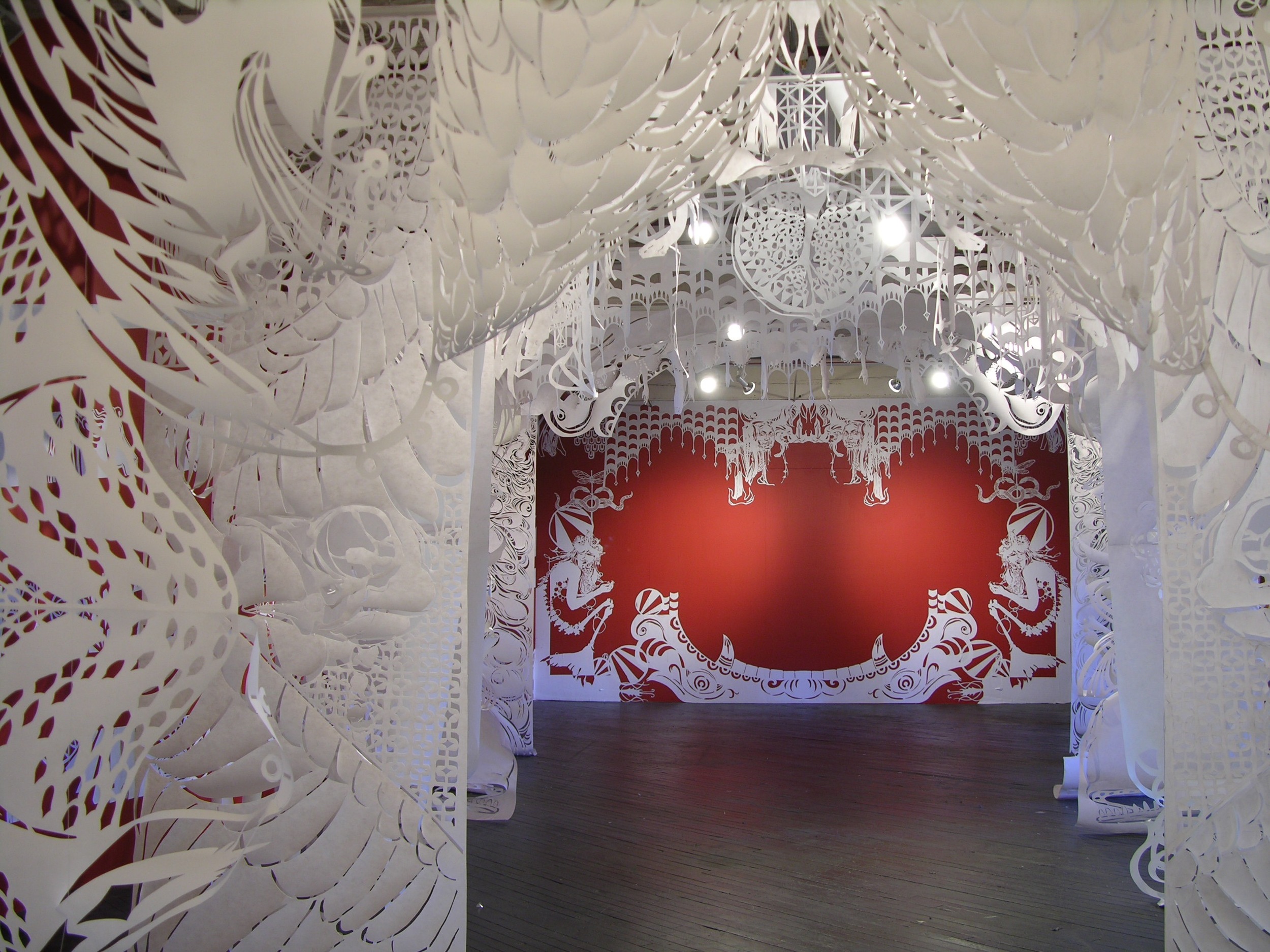  Installation of  La Boca del Lobo  (2006), a collaborative exhibition at Philadelphia’s Black Floor Gallery. ( Photo : Tod Seelie) &nbsp; &nbsp;&nbsp;&nbsp; 