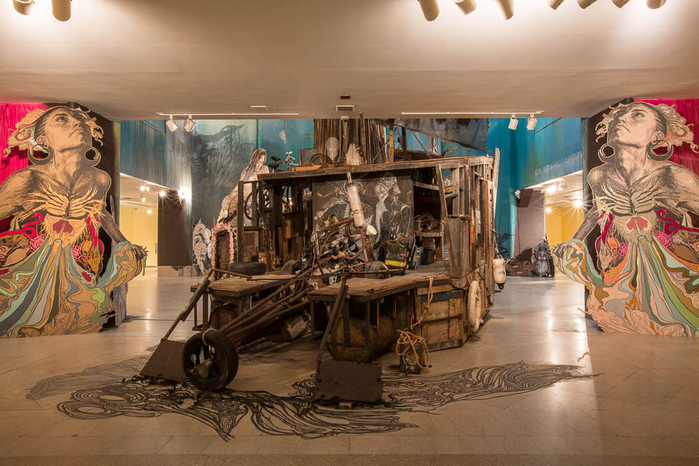   Submerged Motherlands  at the Brooklyn Museum (2014) provided a context to revitalize  Swimming Cities of Serenissima  (Venice 2009), the actual rafts from which were shipped from Italy to Brooklyn for the exhibition. ( Photo : Tod Seelie)&nbsp; &n