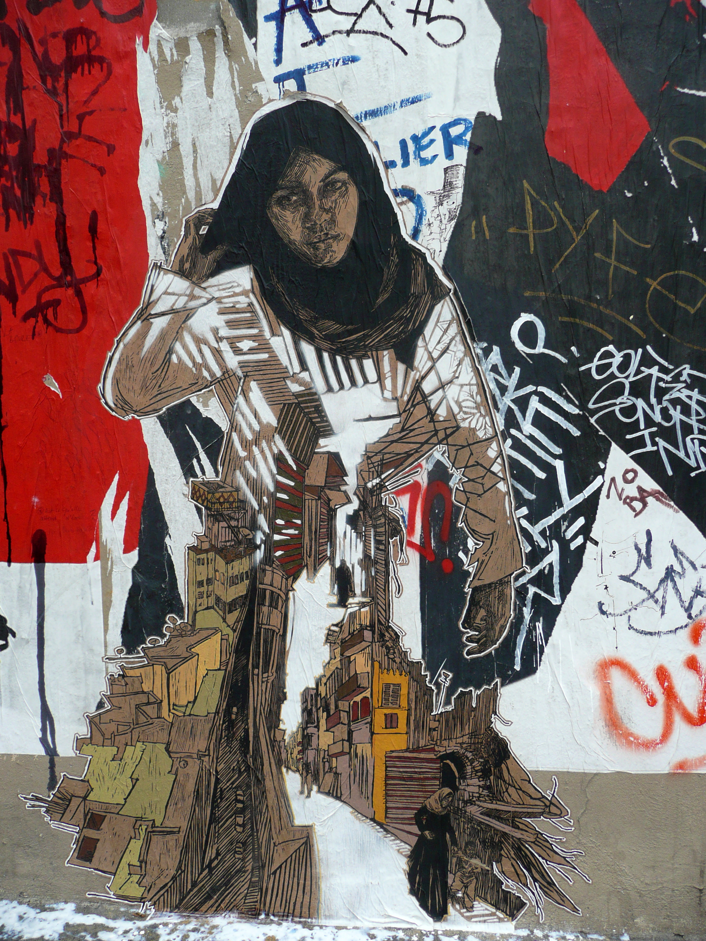  A 2010 Paris street paste of “Cairo” ( Photo : Swoon Studio)&nbsp; &nbsp;&nbsp; &nbsp; &nbsp;&nbsp; 