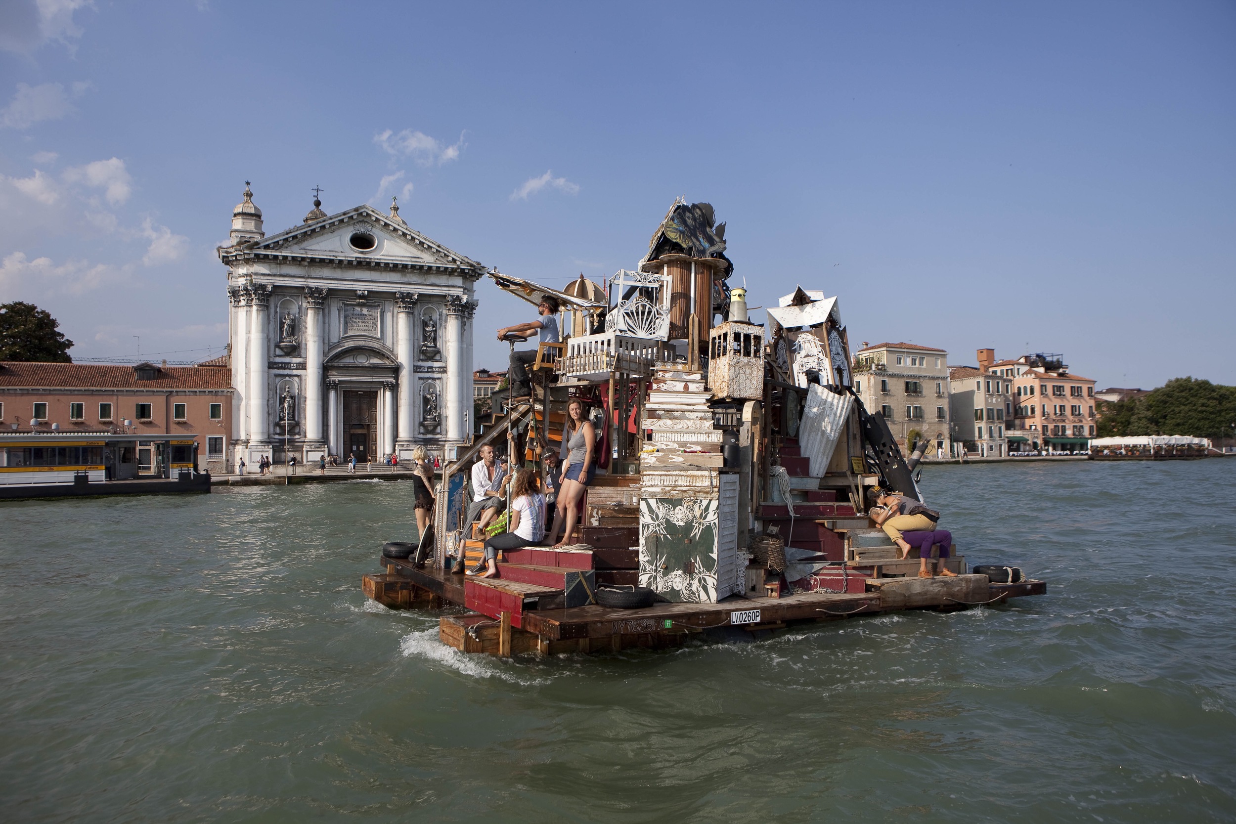  For  Swimming Cities of Serenissima , Swoon’s third Swimming Cities project, the artist and 35 collaborators set sail in Slovenia, travelling across the Adriatic Sea and shaking up the 2009 Venice Biennale. ( Photo : Tod Seelie) &nbsp; &nbsp; &nbsp;