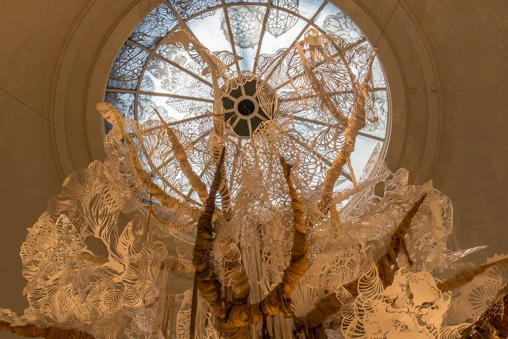 When the Brooklyn Museum asked Swoon to do a site-specific installation, she chose to do it in the rotunda because of its architectural specificity. ( Photo : Tod Seelie) 