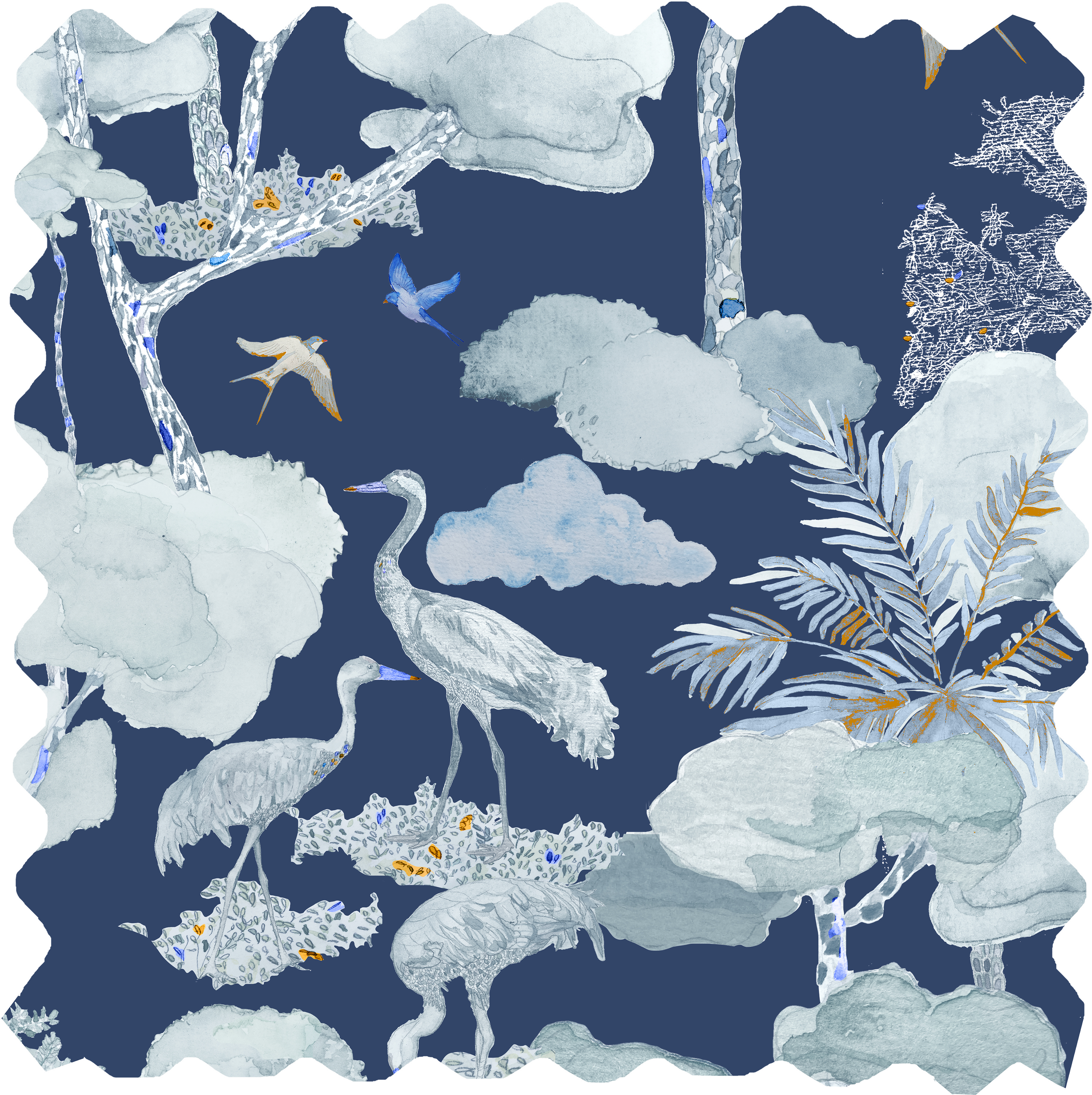 Aleteo Fabric - Dark blue