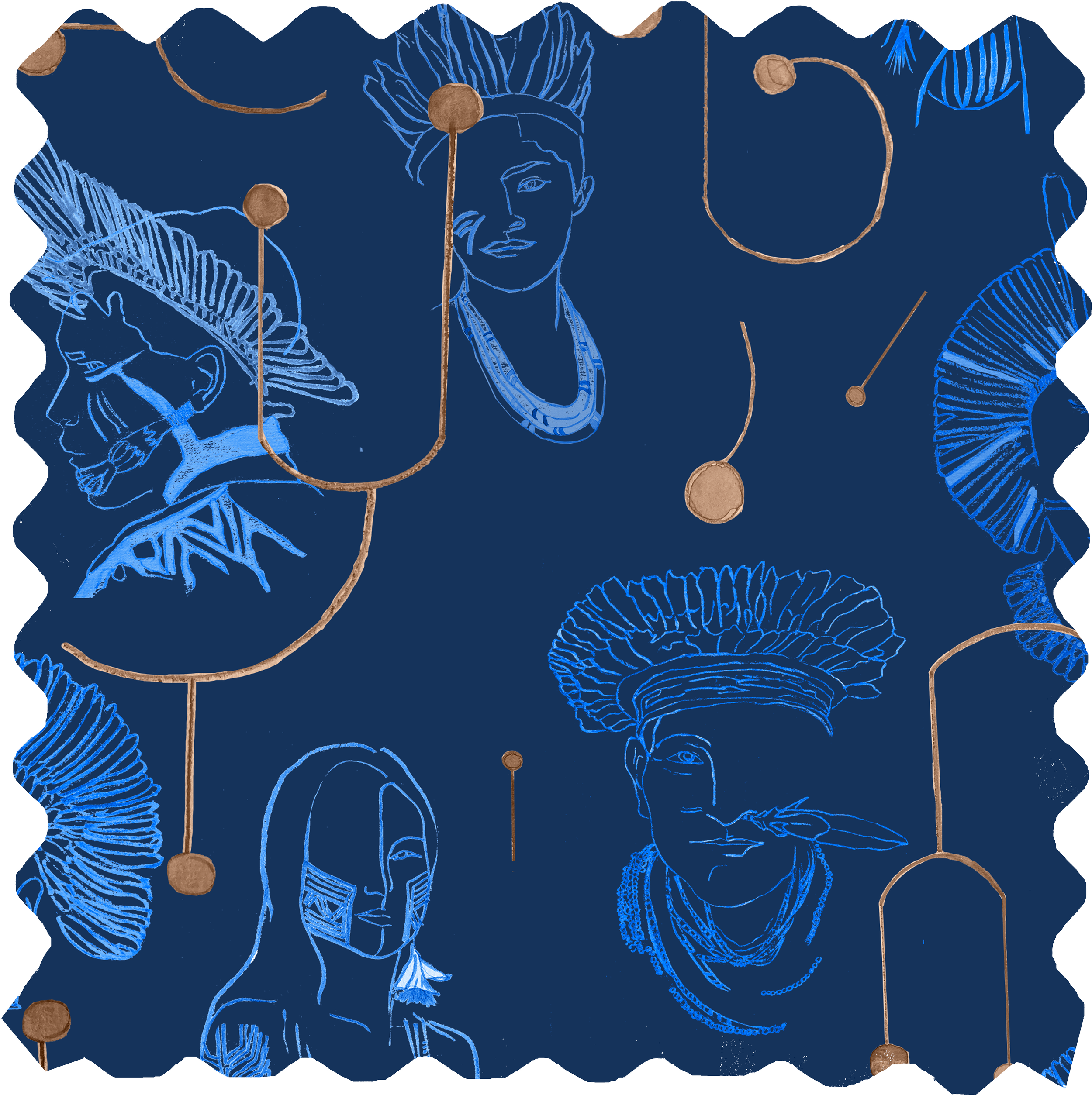 Cinco Fabric - Constellation Indigenous peoples Dark