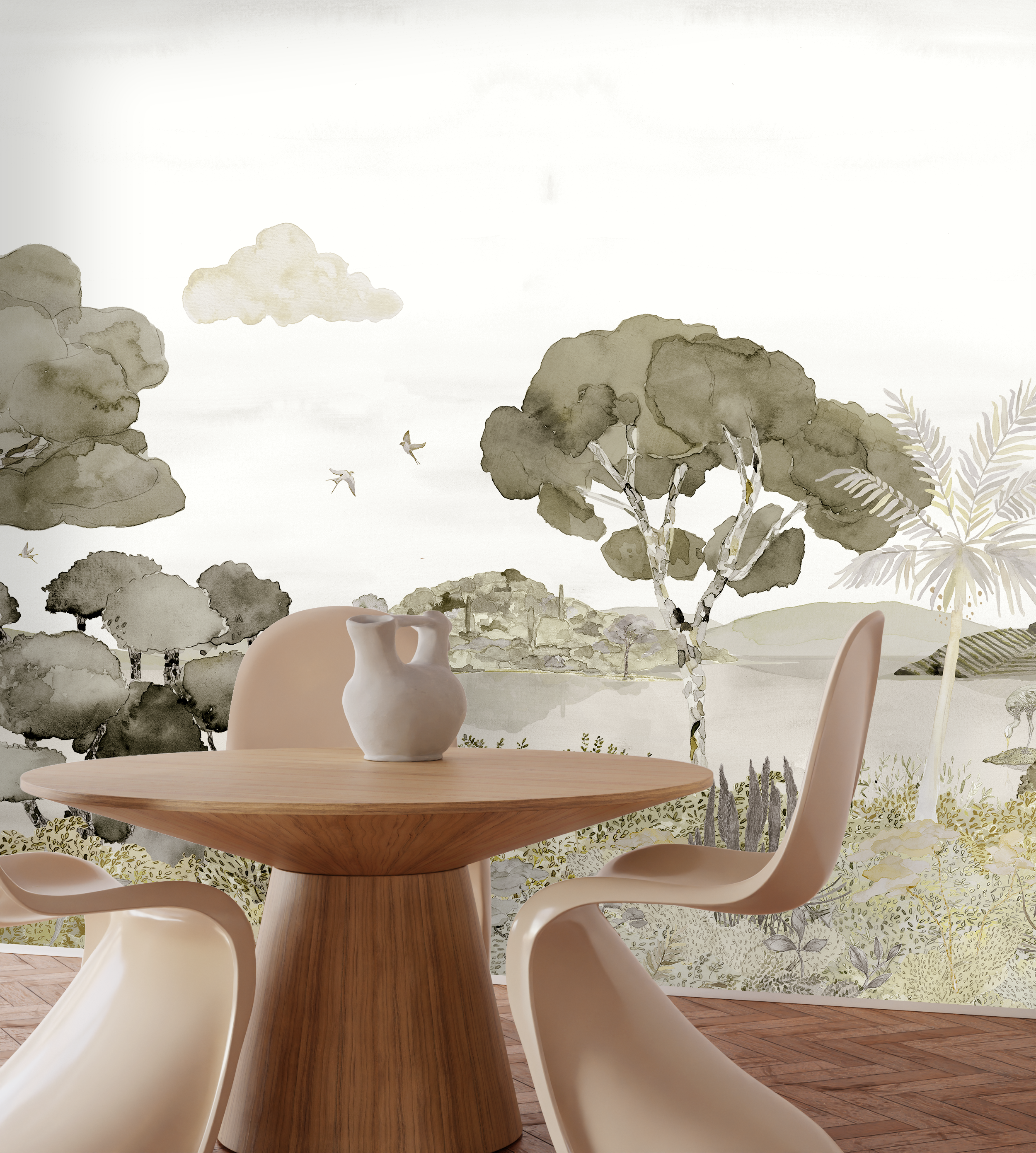 LAGUNA_Kariokas_Wallpaper_Panoramic_Grey_Birds_Living_Room.png