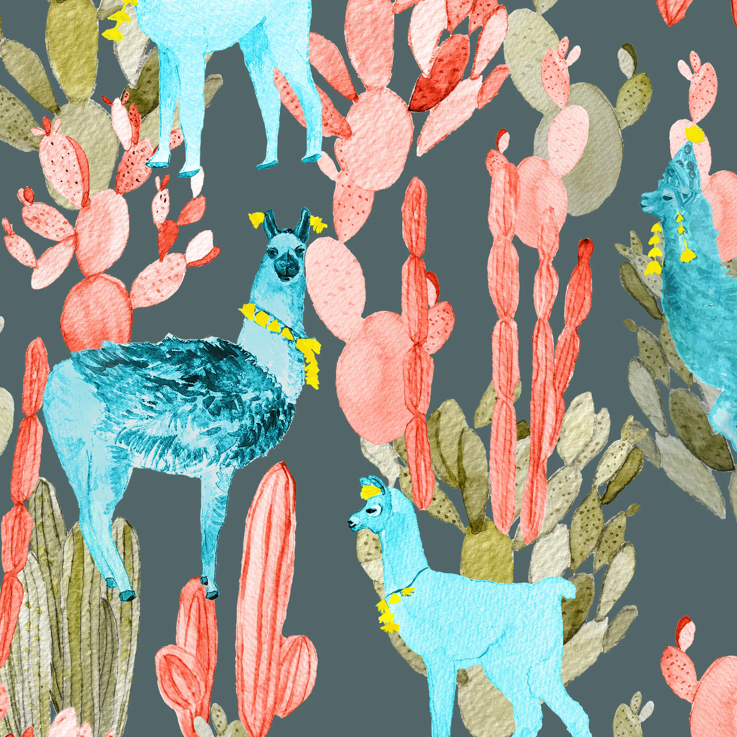 ALTIPLANO_Coral_Lamas_On_Dark_Green.jpg