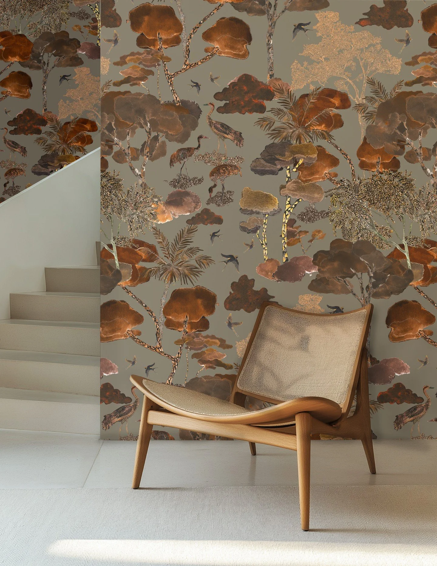 Autumn whispers in warm hues with our Aleteo Tobacco wallpaper. 🍂
This colourway draws on the mood of a 1930s boudoir, bathed in dusky light and timeless elegance. The name Tobacco honours the sacred Amazonian plant, a symbol of ritual and mystery.
