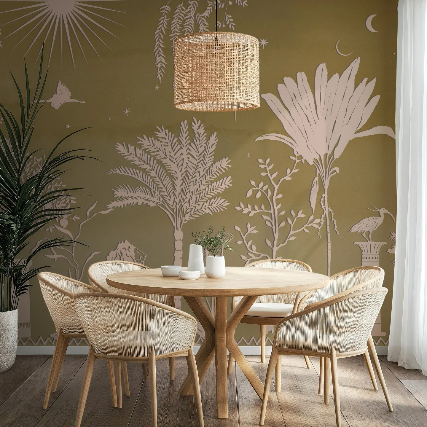 Nilo, our new embossed wallpaper, brings a sculptural dimension to interior spaces.
Its textured surface, inspired by ancient Egyptian bas-reliefs, adds depth and character while softly catching the light.

Drawing from the mythical landscapes of the