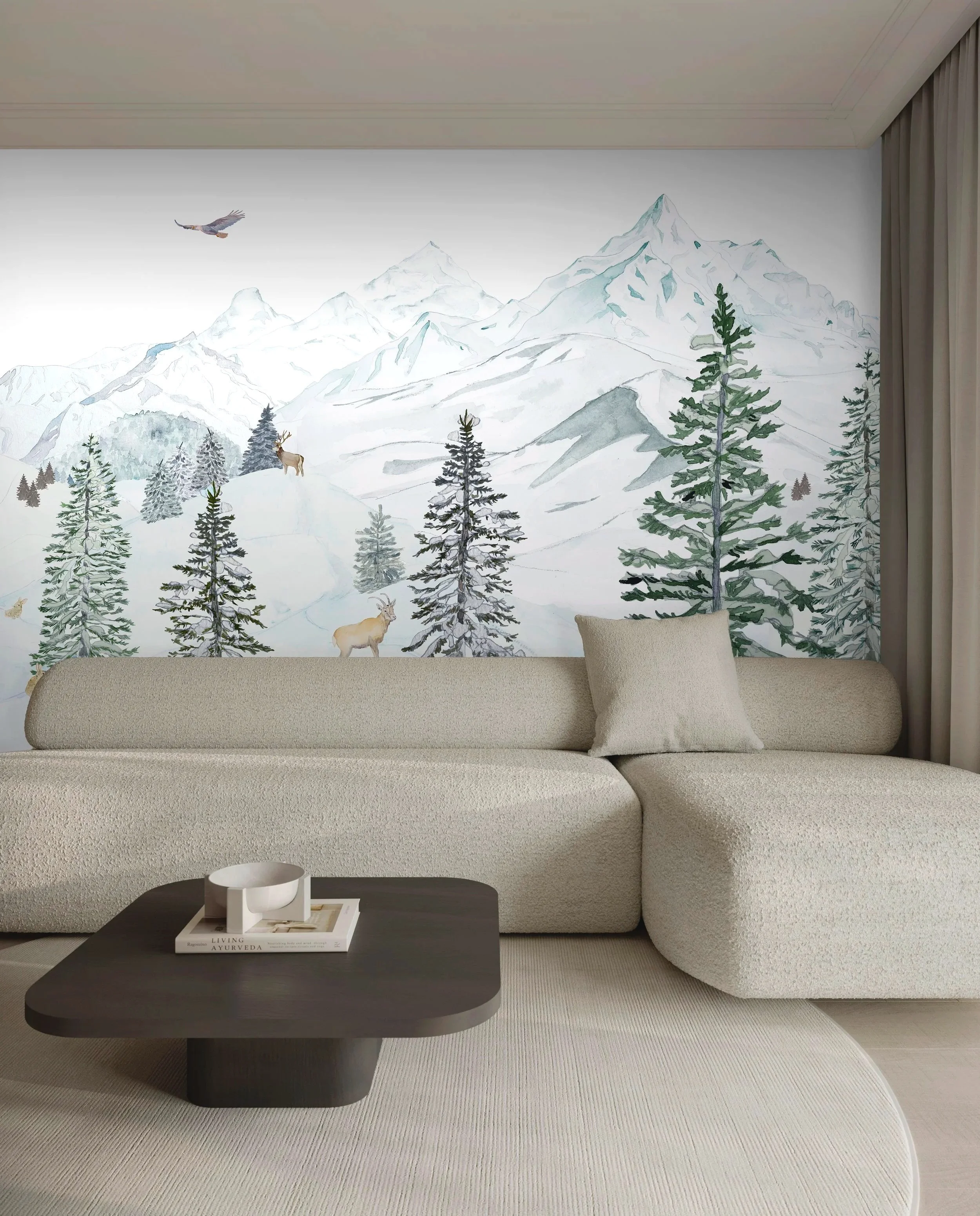 Panoramic Wallpaper Mountain Chalet Cabin