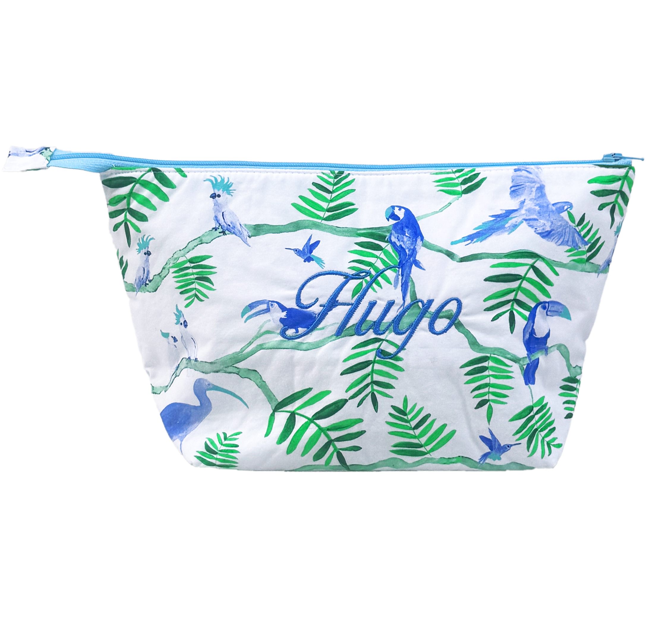 Pantanal Personalised Cosmetic Bag - Blue & Green Birds