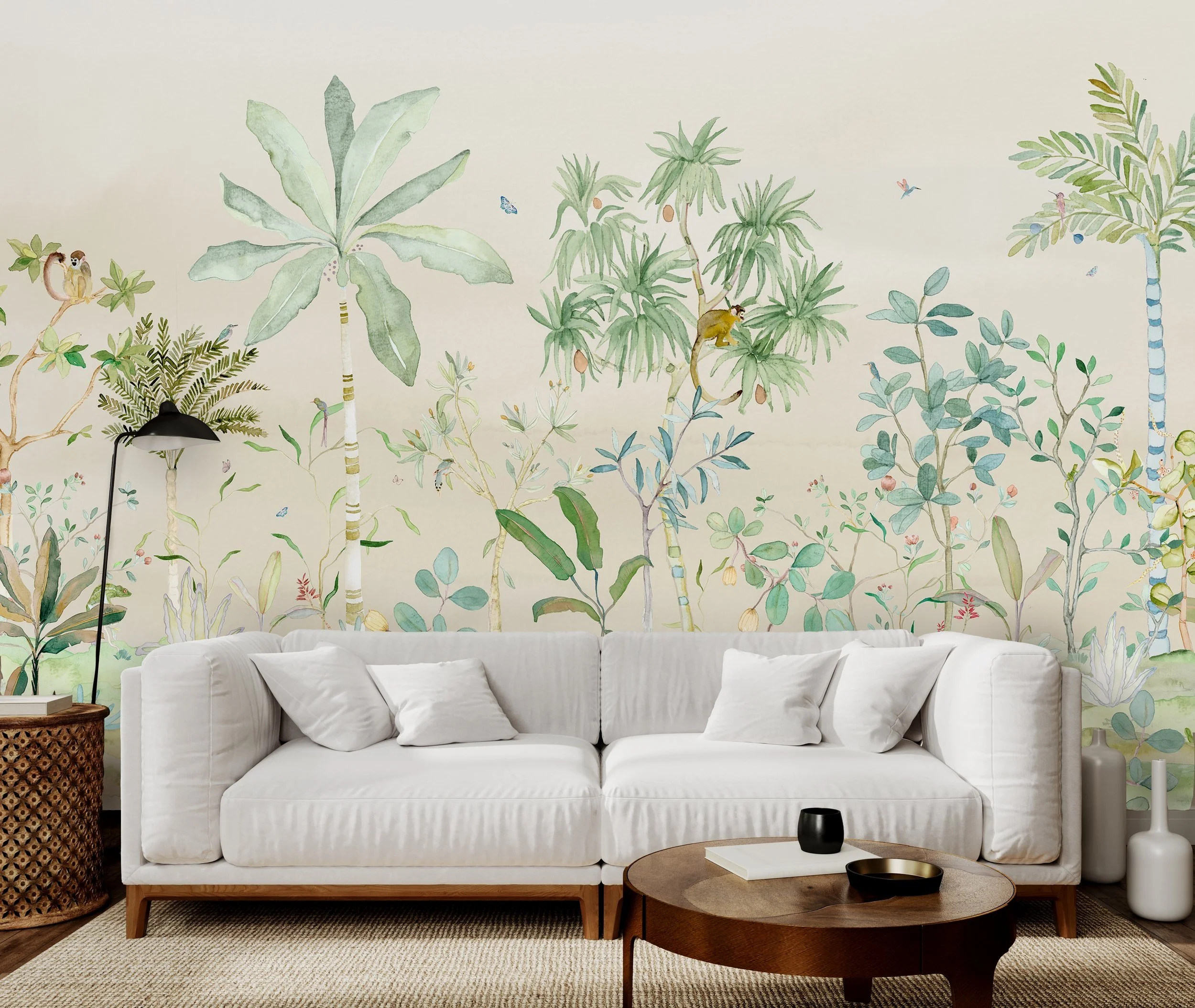 Panoramic Wallpaper Botanical Jungle (Pink/ Blue/Nude/Terracotta)