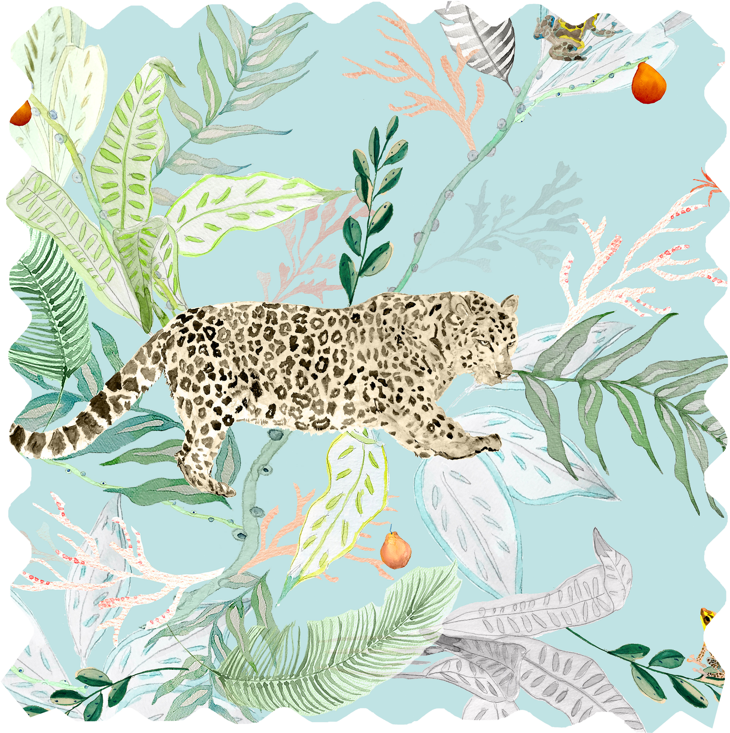 Orilla Fabric - Turquoise Jaguar