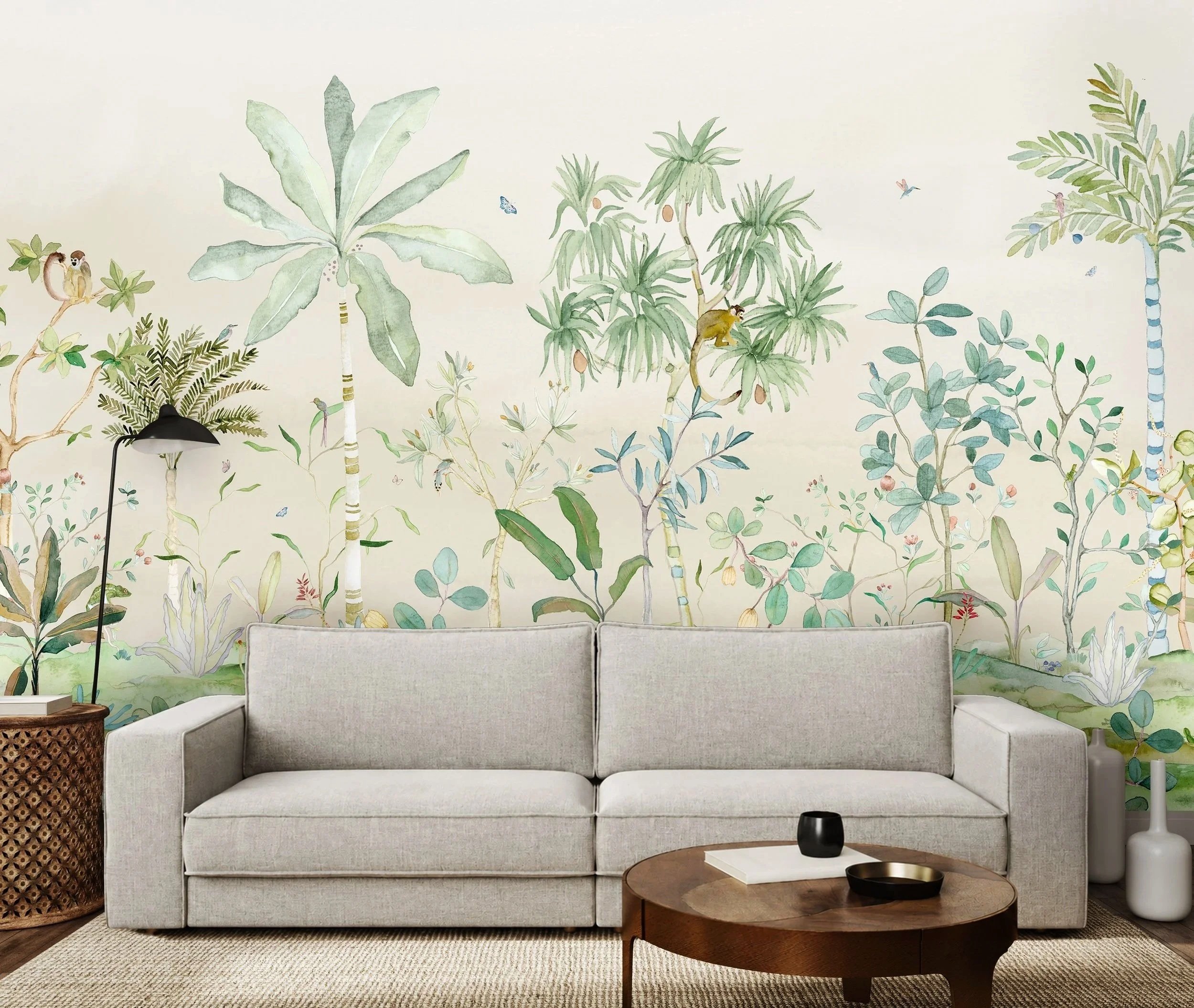 Panoramic Wallpaper Botanical Jungle (Pink/ Blue/Nude/Terracotta)