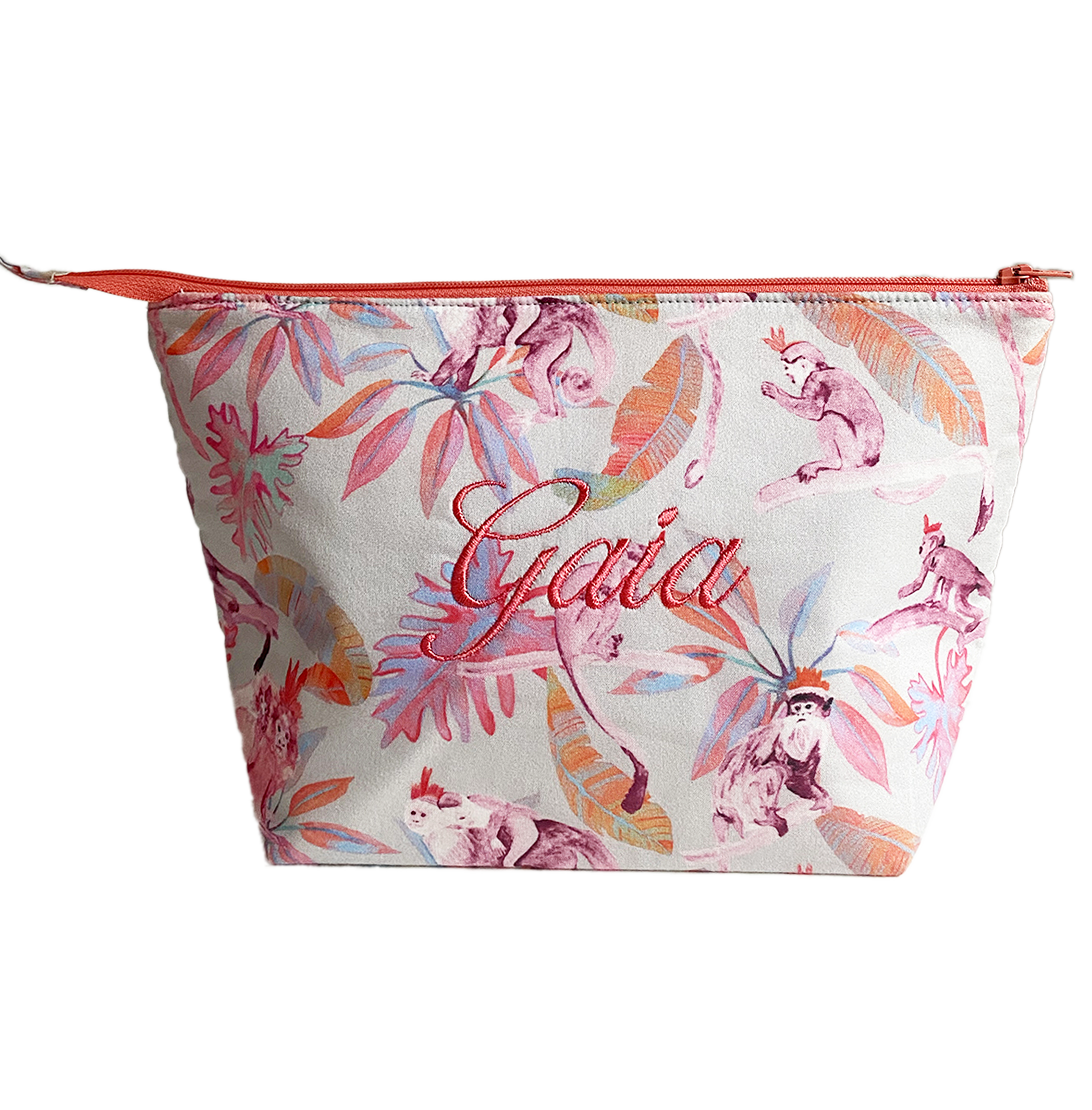 Tribu Personalised Cosmetic Bag - Coral Monkeys