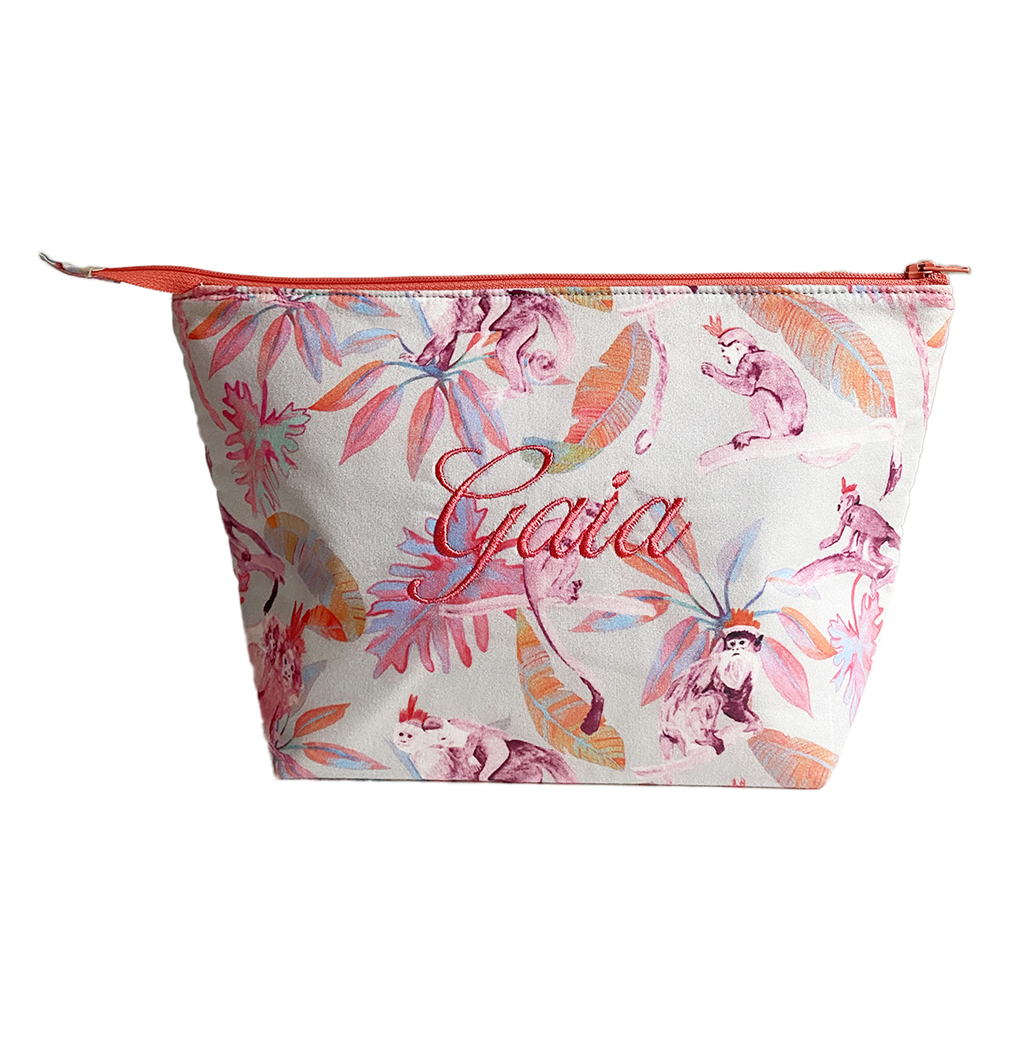 Tribu Personalised Cosmetic Bag - Coral Monkeys