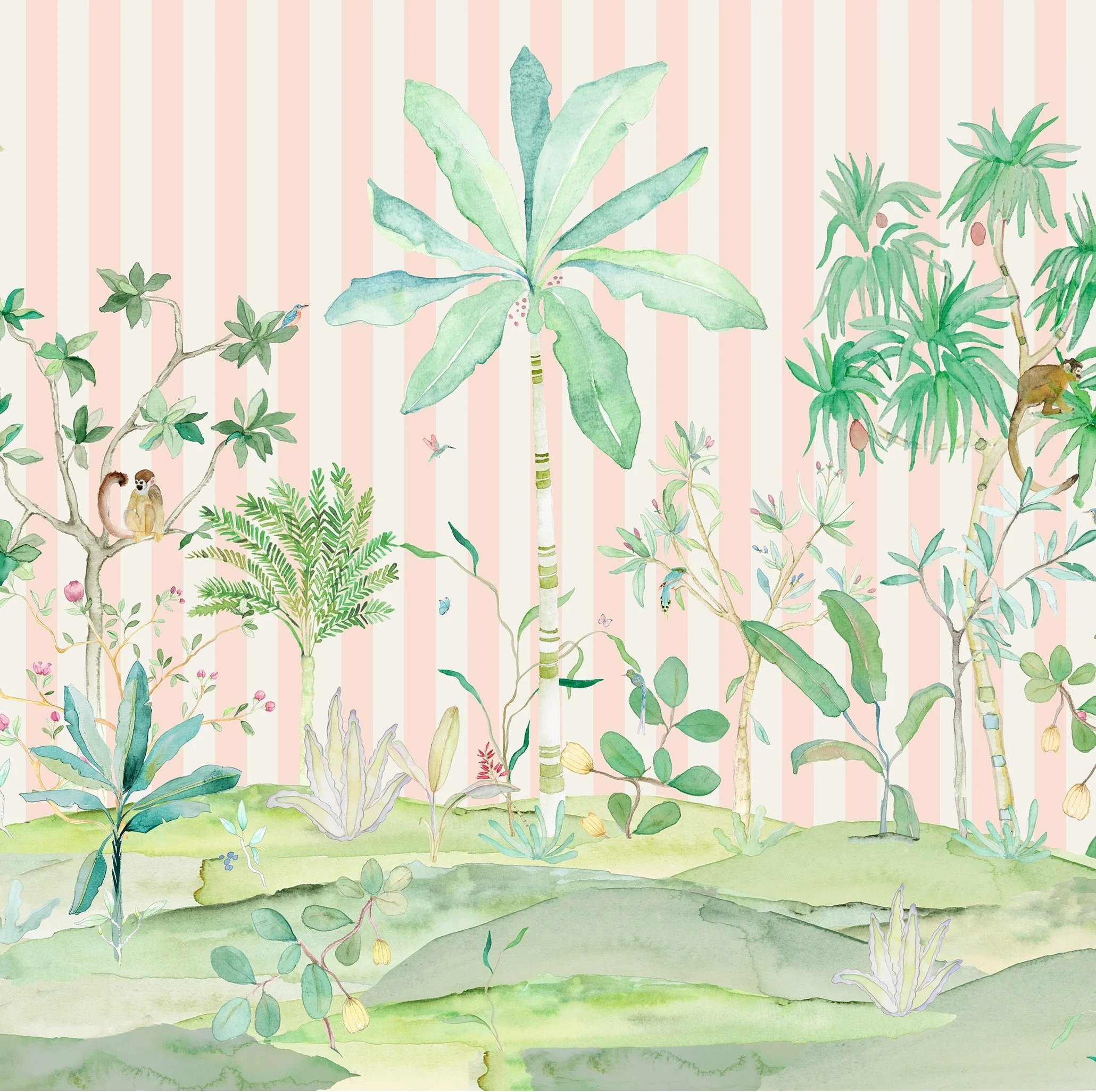 Ubatuba Panoramic Wallpaper - Guava Stripes