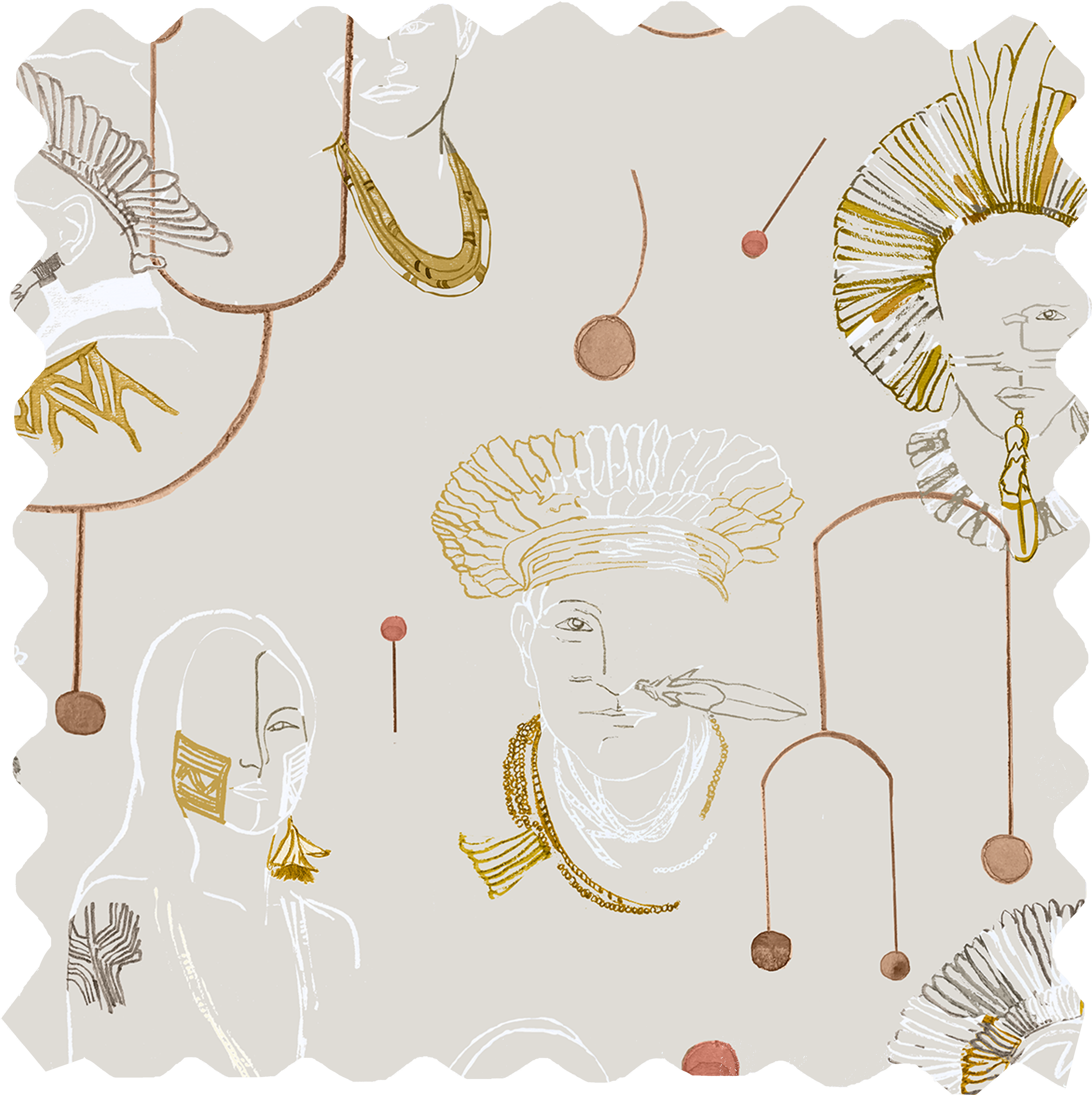 Cinco Fabric - Constellation Indigenous peoples Light