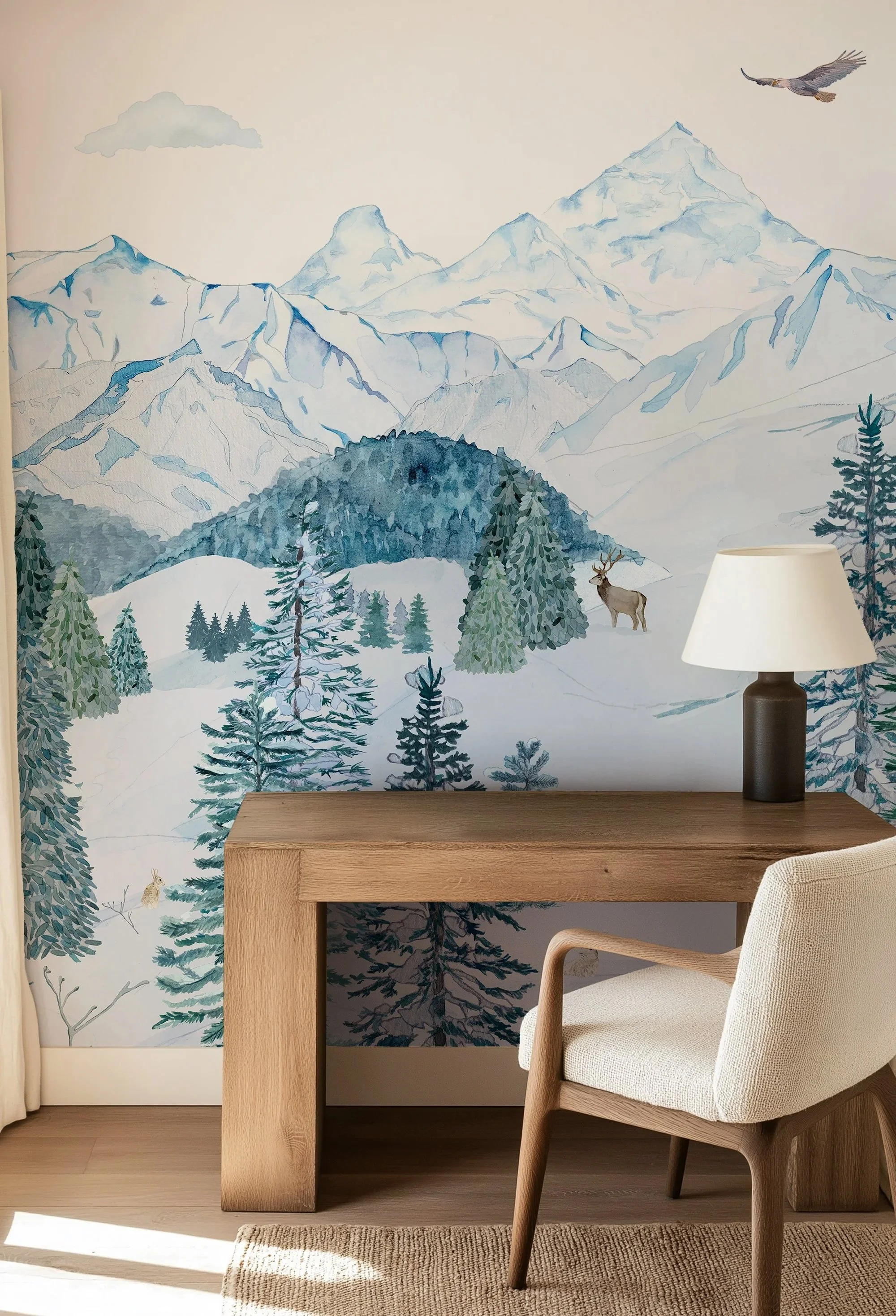 Panoramic Wallpaper Mountain Chalet Cabin
