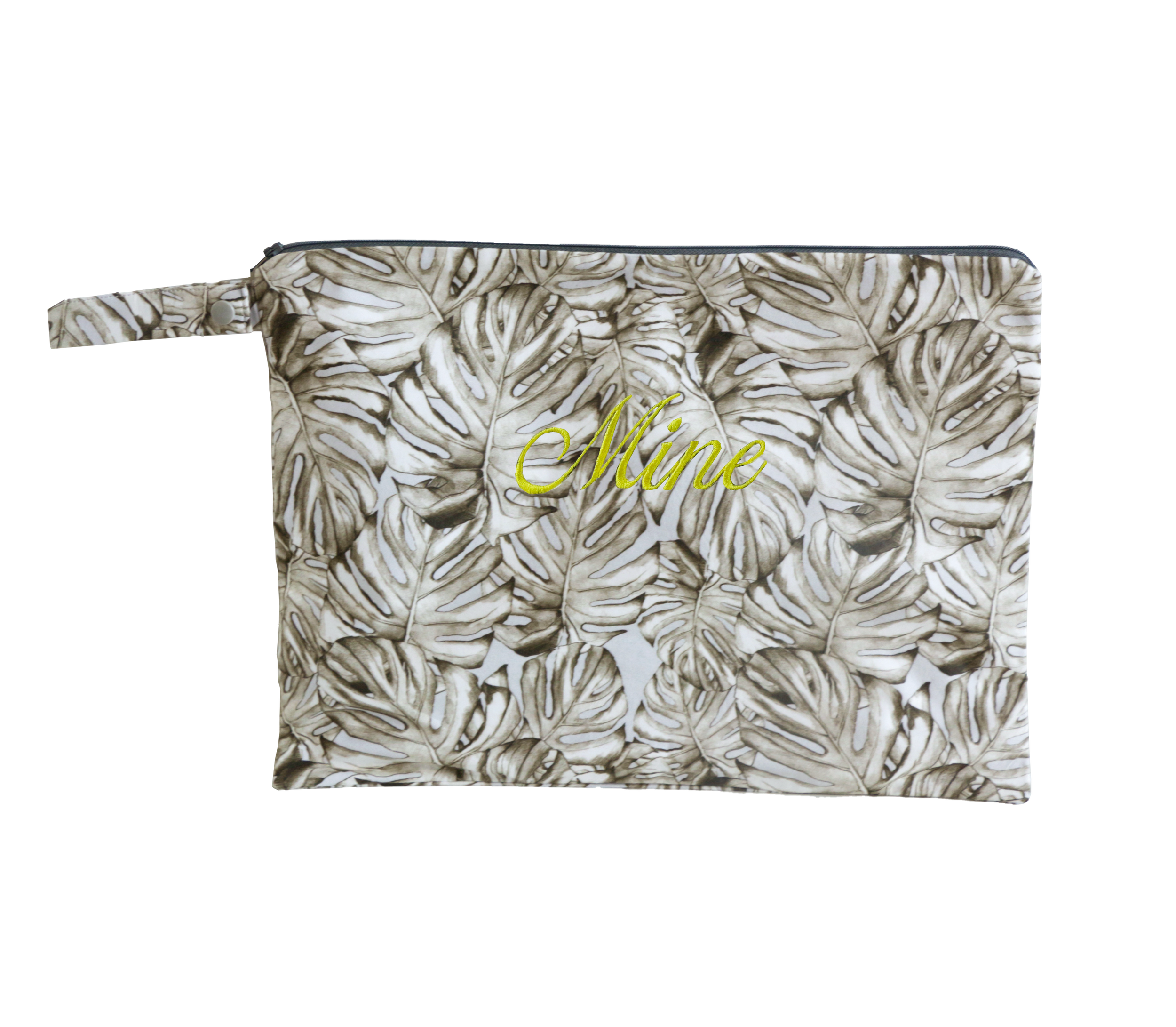 Jardim Personalised Large Bikini Bag Grey Leaves