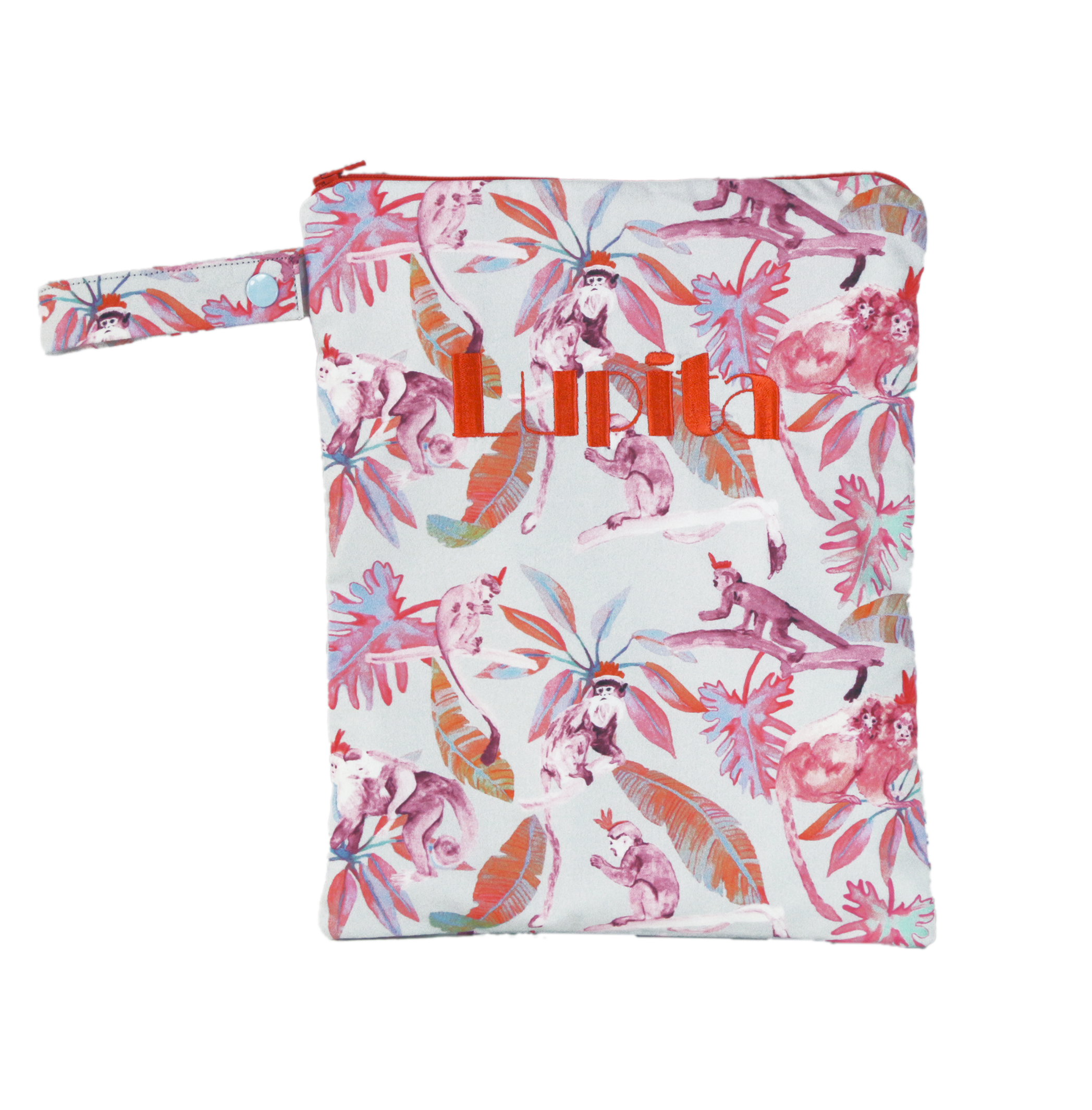 Tribu Personalised Small Bikini Bag - Coral Monkeys
