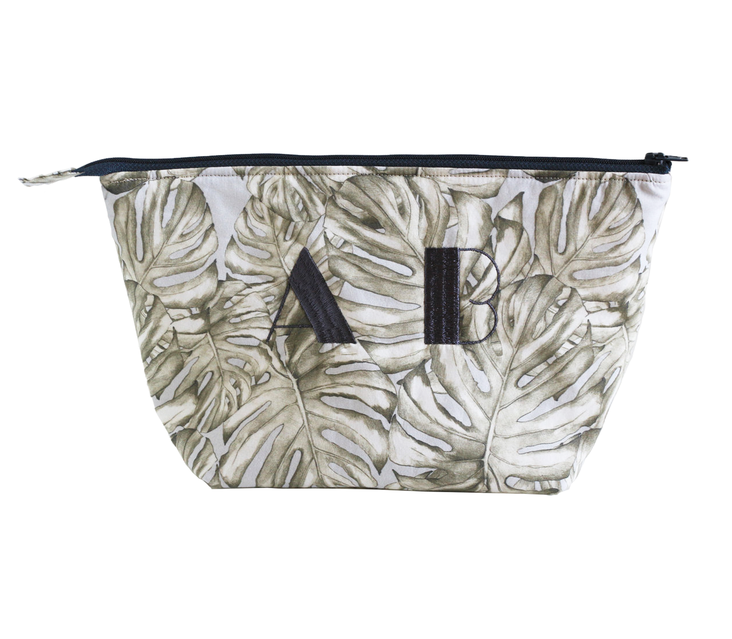 Jardim Personalised Cosmetic Bag Grey Leaves