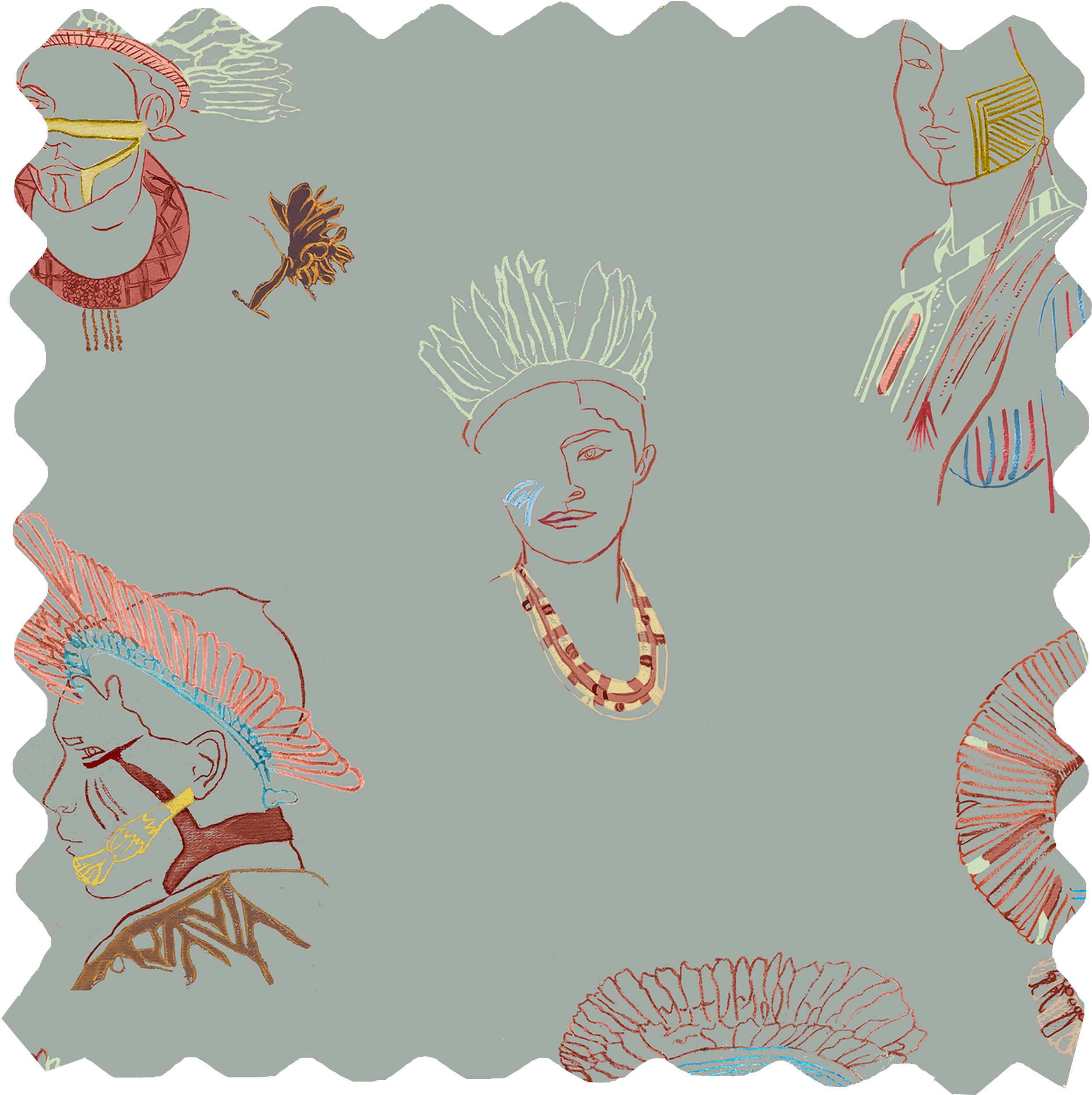Cinco Fabric - Indigenous peoples on Anis