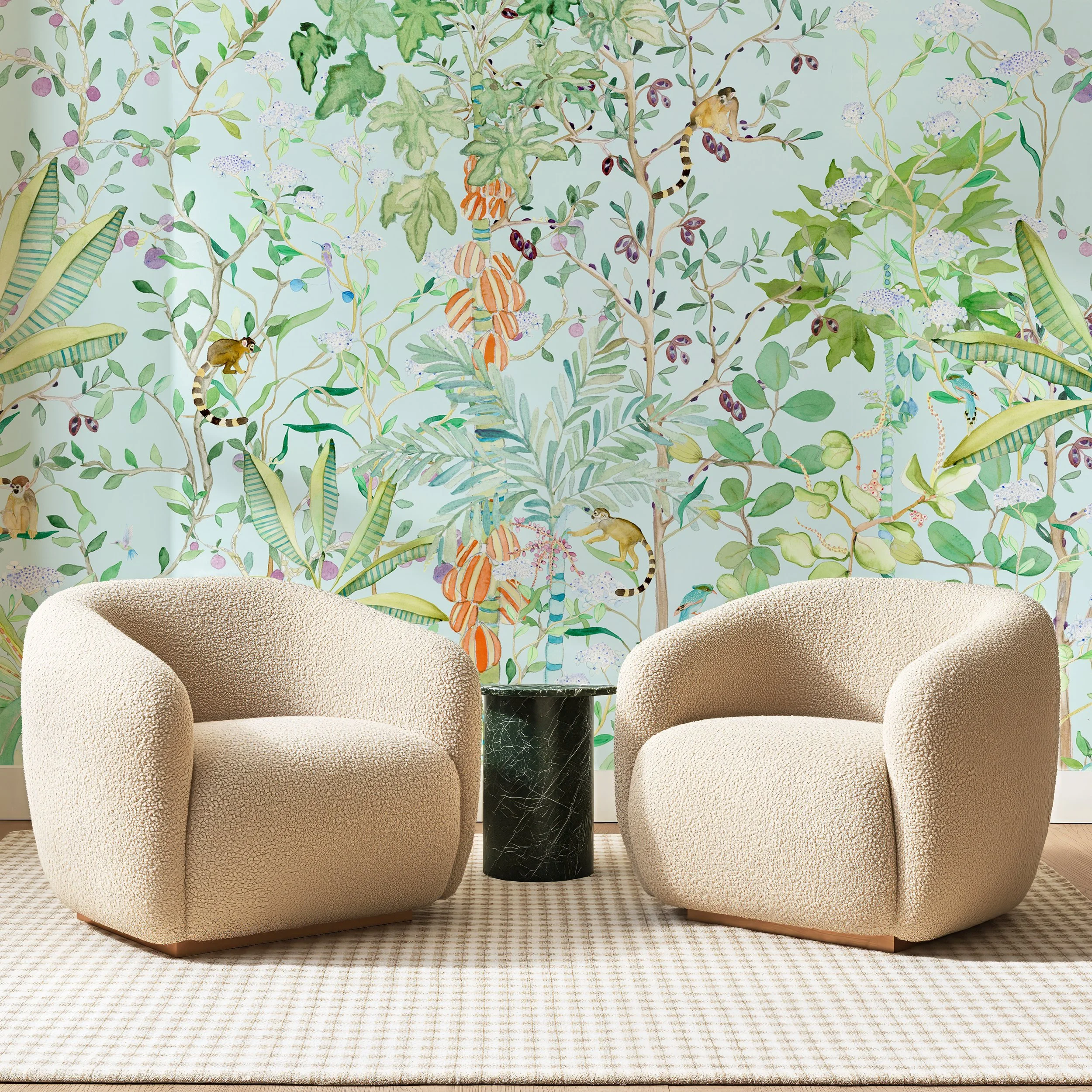 TROPICALIA_Kariokas_Wallpaper_Panoramic_Turquoise_Monkeys_Birds_Living_Room.jpg