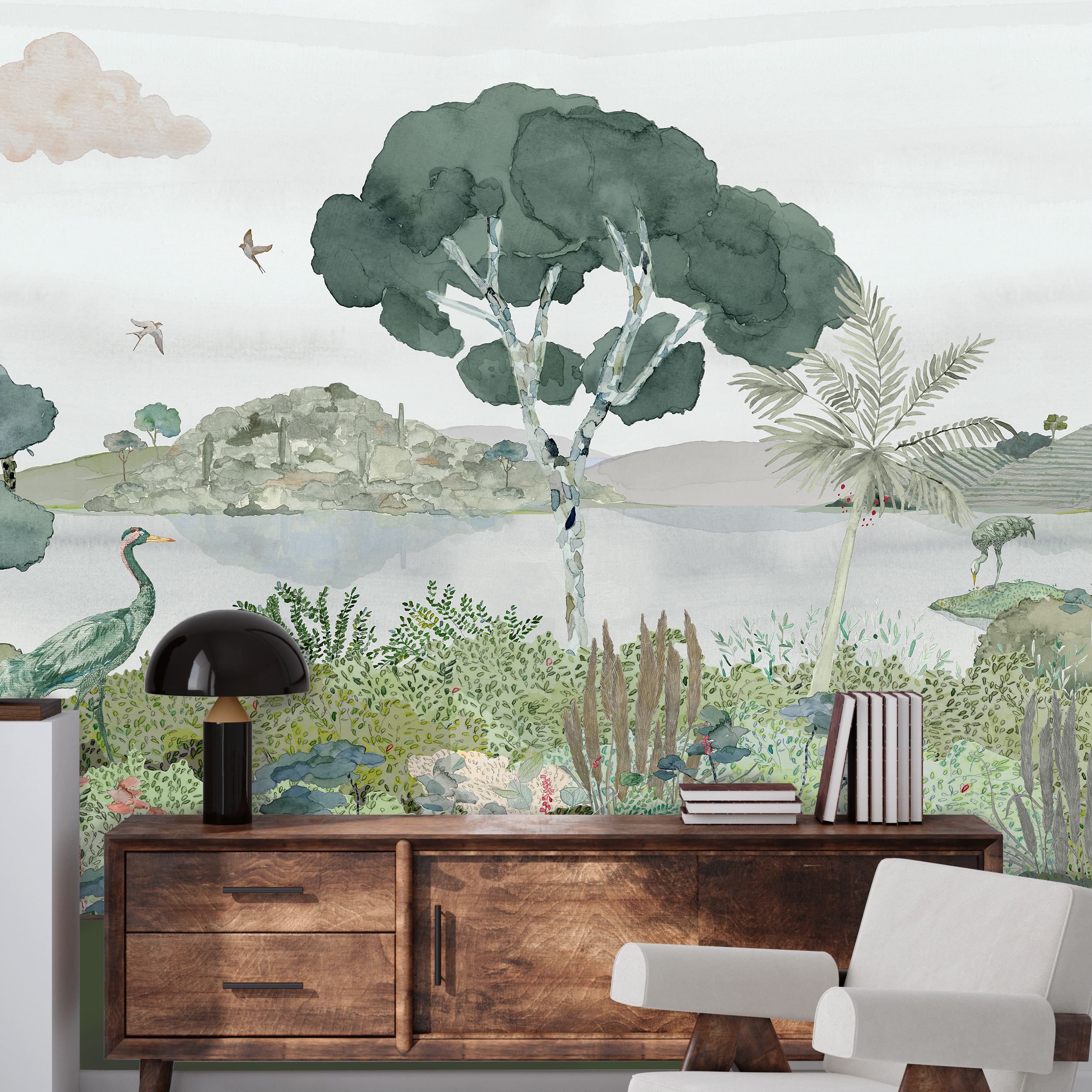LAGUNA_Kariokas_Wallpaper_Panoramic_Green_Birds_Living_Room2.png