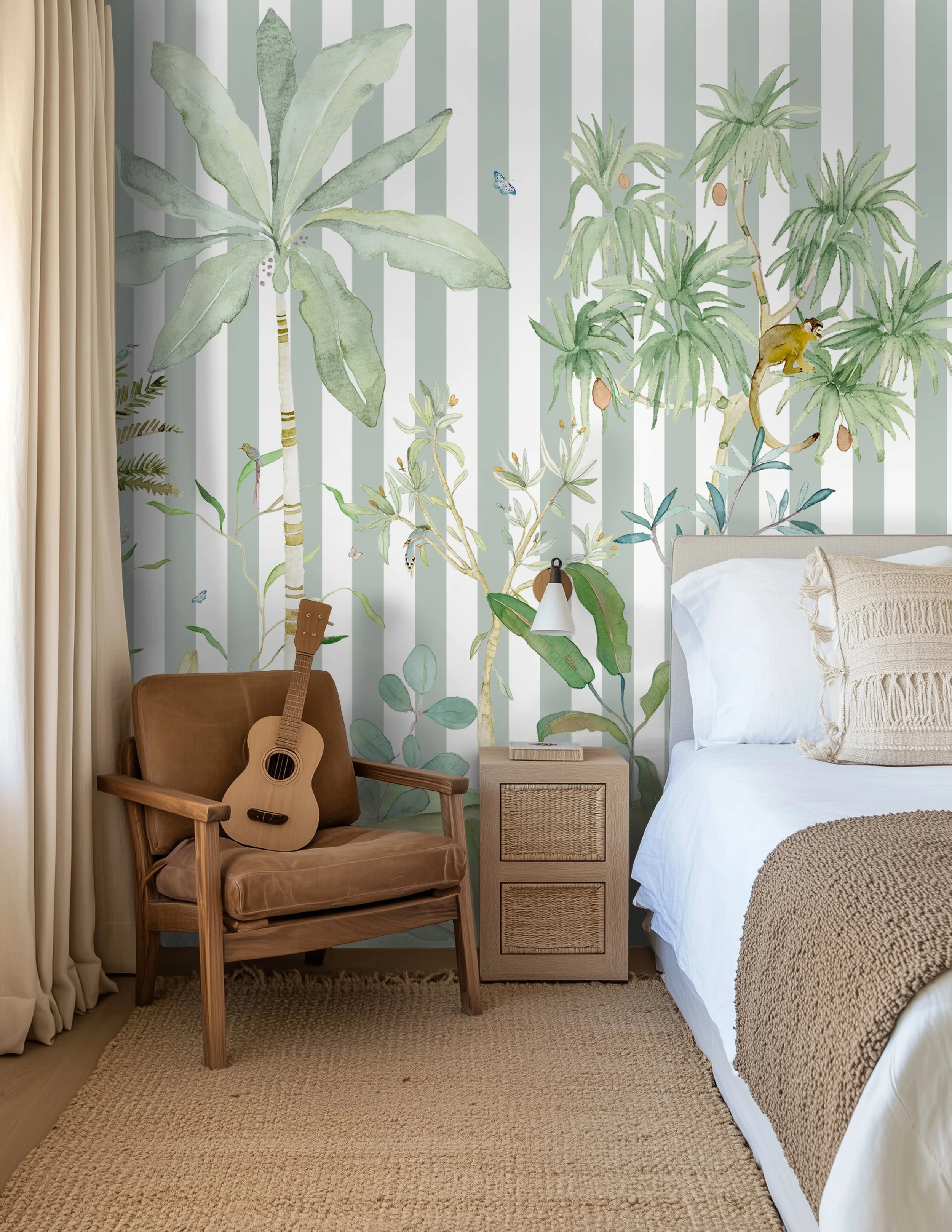 UBATUBA_Kariokas_Wallpaper_Panoramic_Green_Stripes_Monkeys_Bedroom.jpg