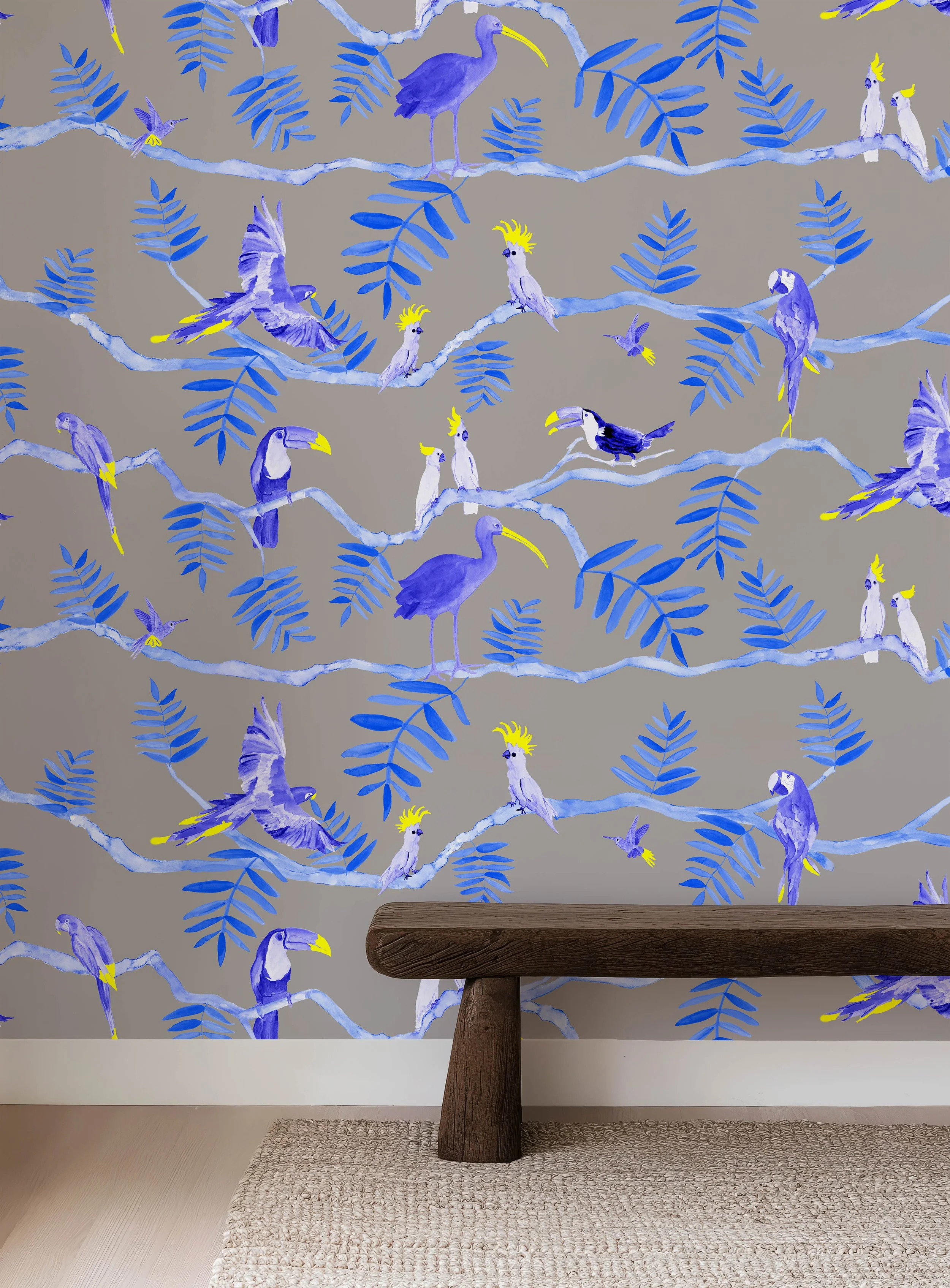 PANTANAL_Kariokas_Wallpaper_Dark_Blue_Birds_Toucans_Hall.jpg