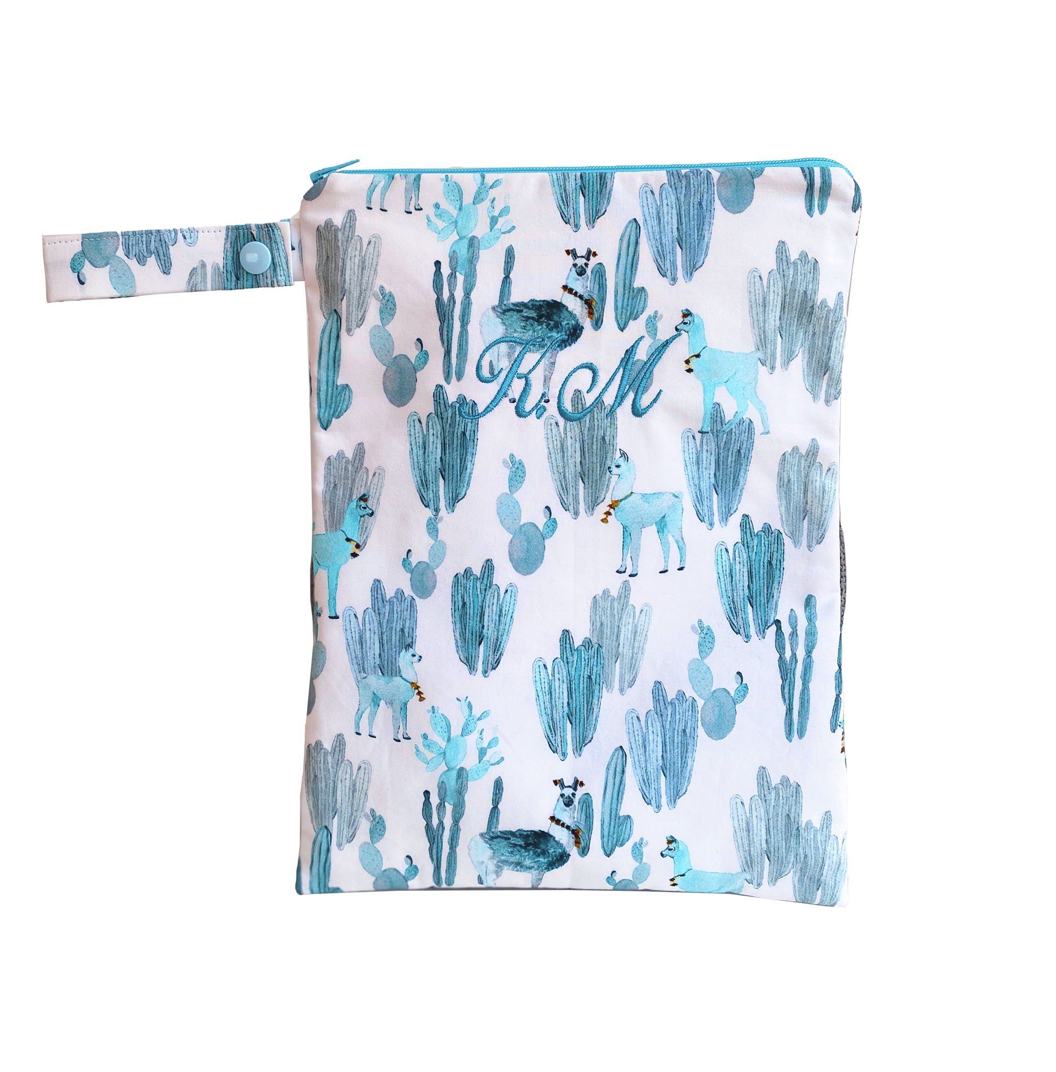 Altiplano Personalised Small Bikini Bag - Turquoise Lamas