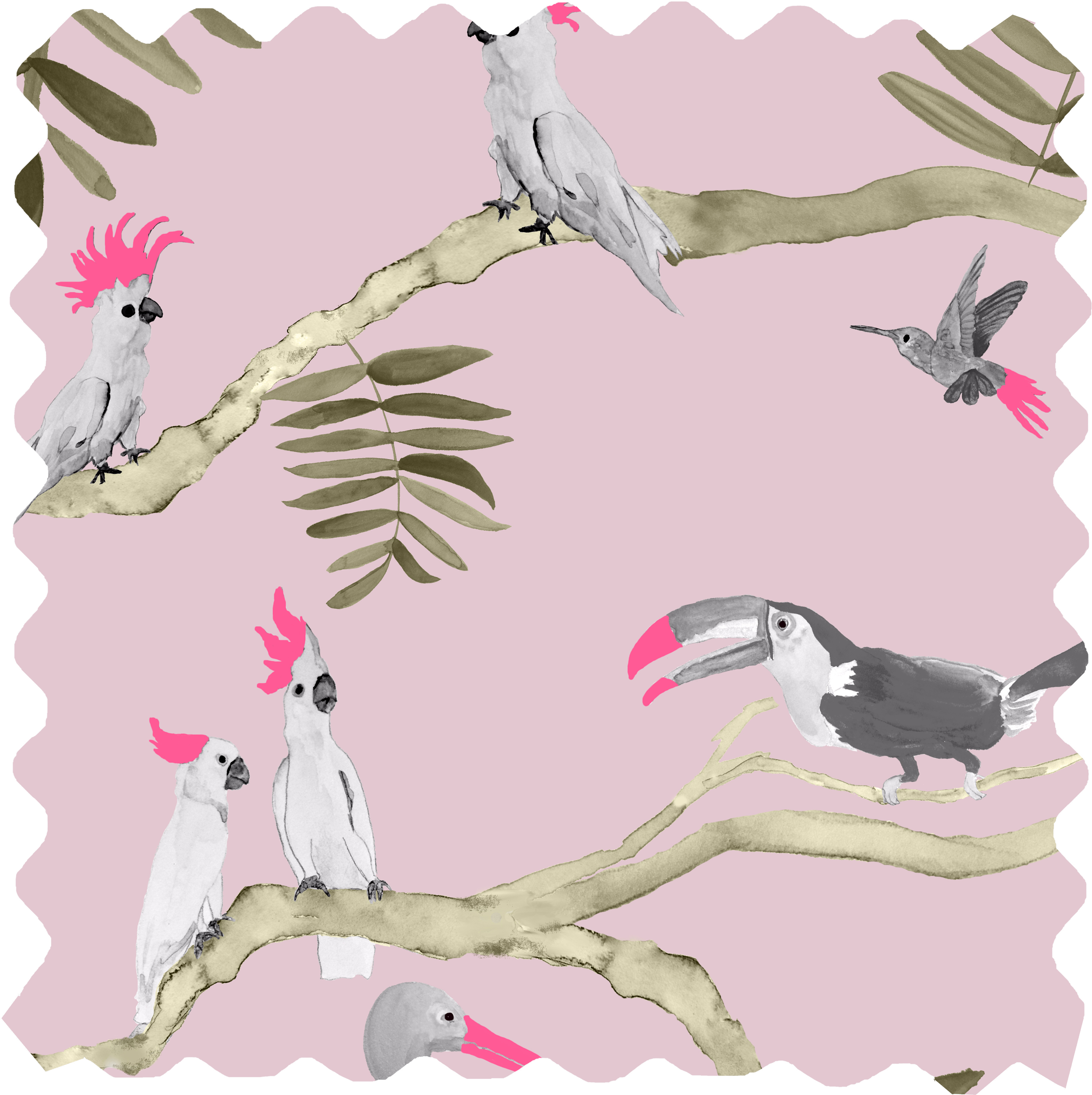 Pantanal Fabric - Pink & Grey