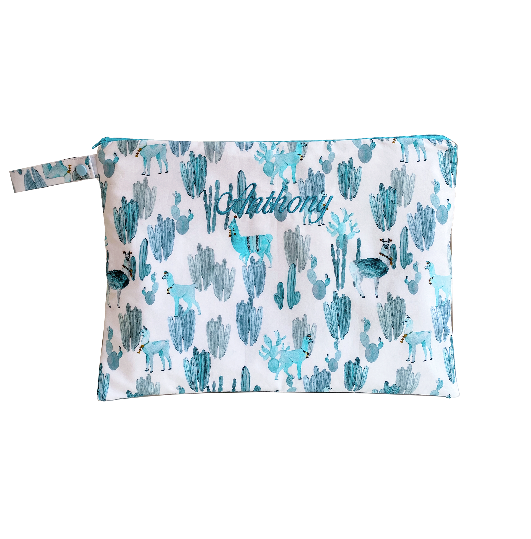 Altiplano Personalised Large Bikini Bag - Turquoise Lamas