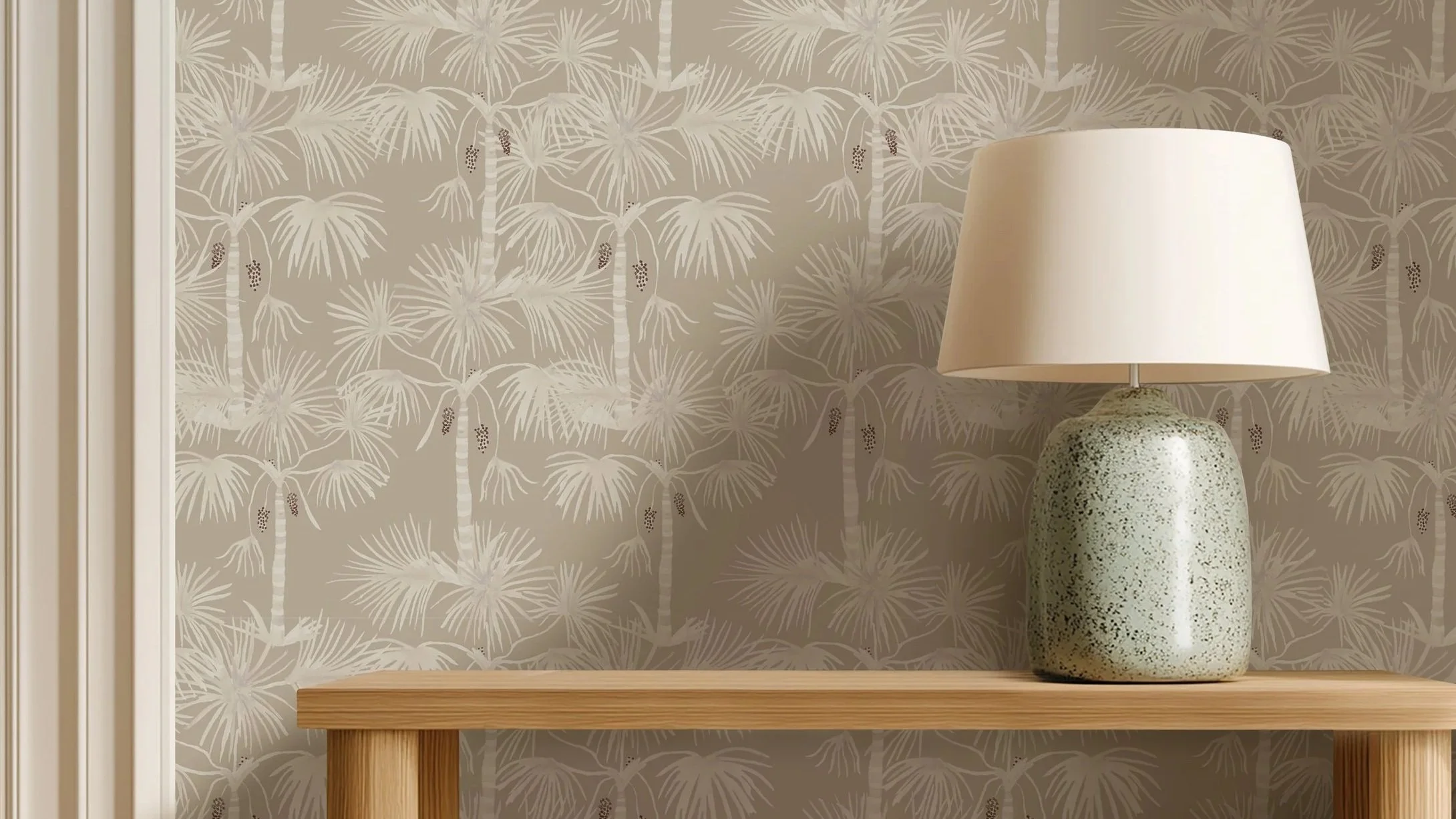 Wallpaper Palm Repeat (Terracota / Blue and orange/ Green and Orange / Beige and White)