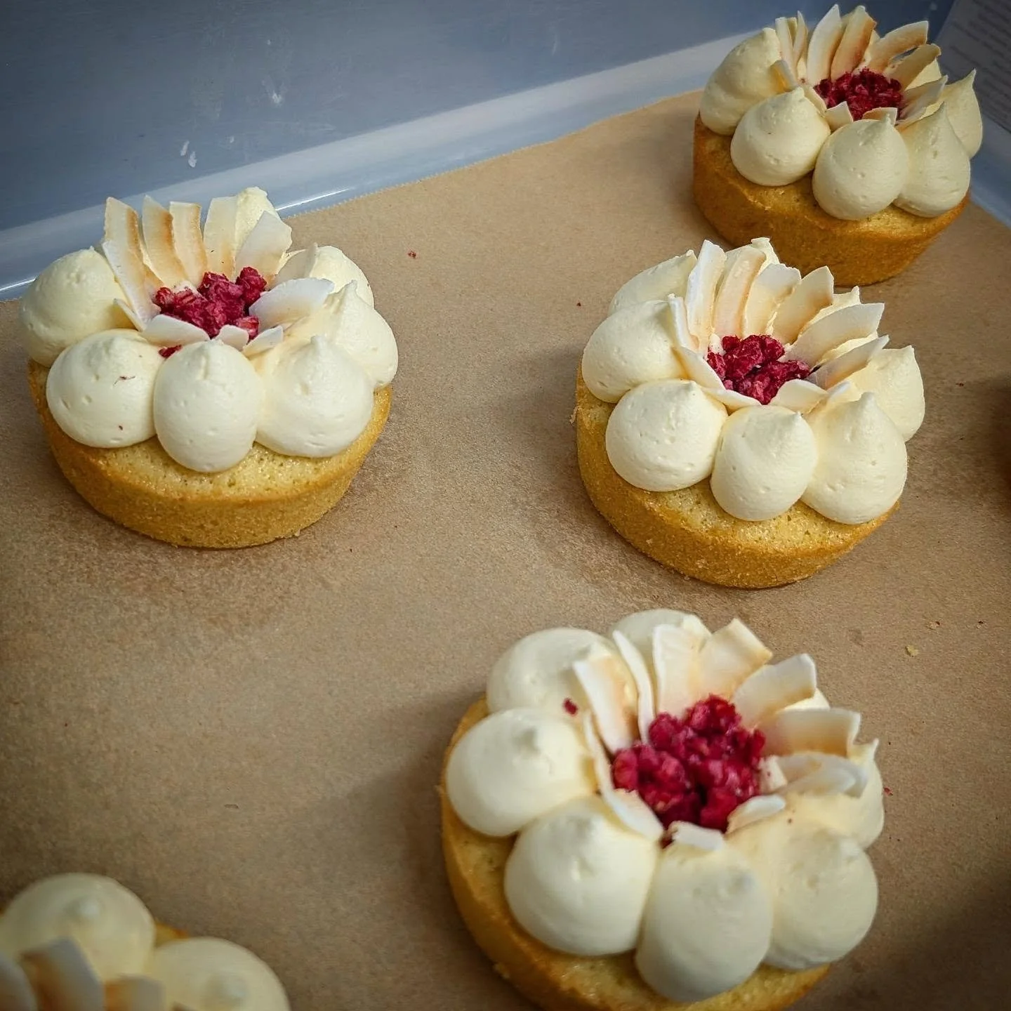 Sometimes gf stuff just goes to plan 💪 these coconut and raspberry cakes were no exception and were bloody awesome tbh! Loved the look of the stamen detail, didn't love my anal-retentive personality creeping in 🫠😂#glutenfreecake