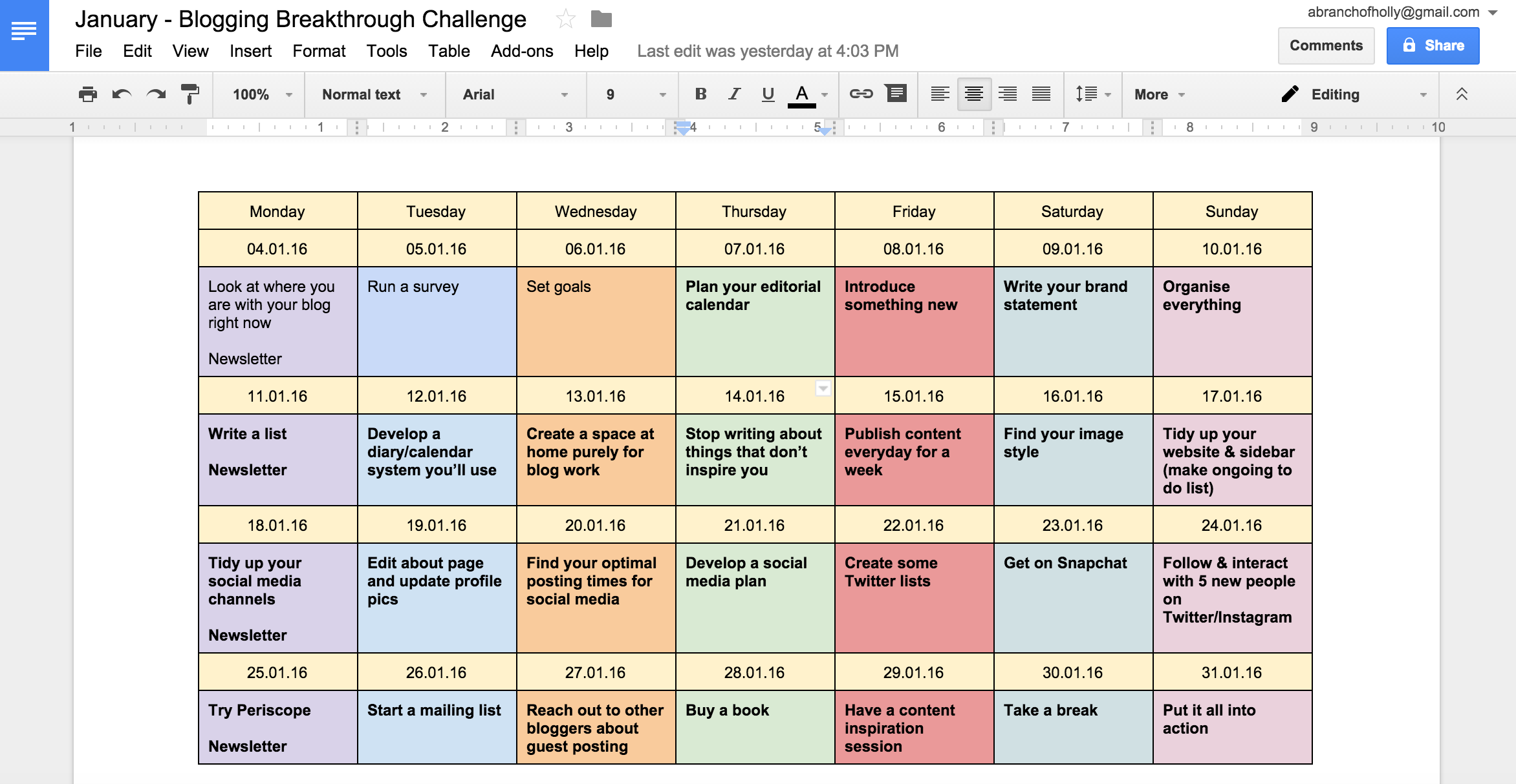 Blog Content Calendar Template – DCTIZD