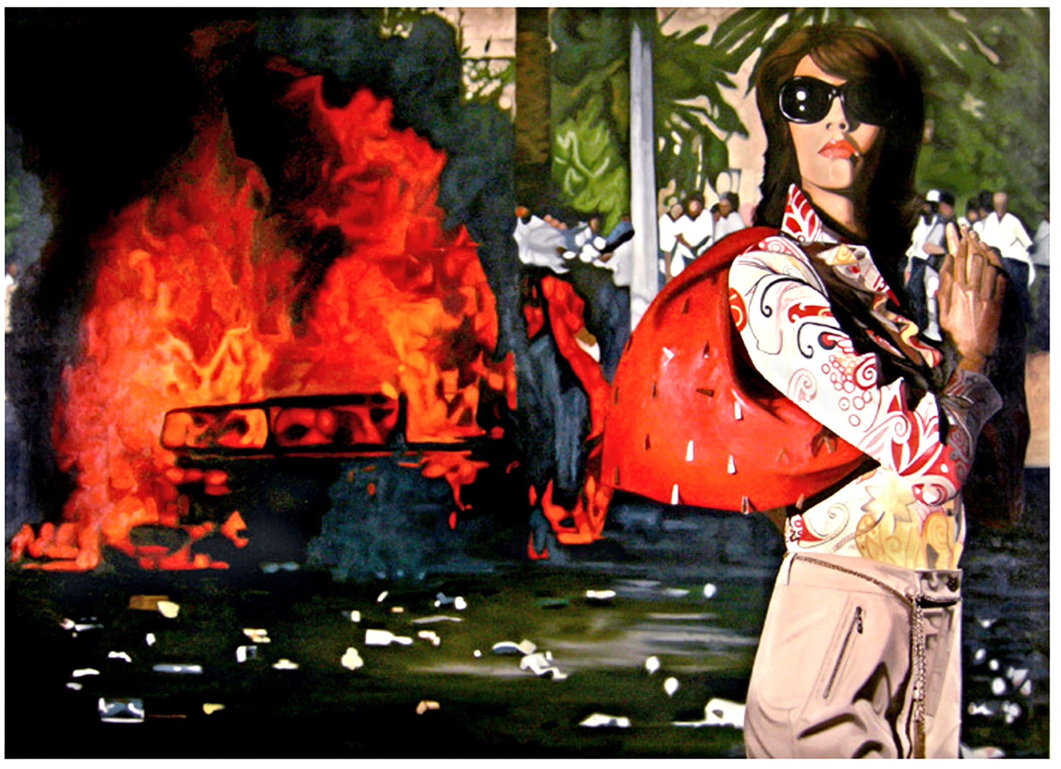 Car on Fire Oil on Canvas - 58 x 80in - 2006