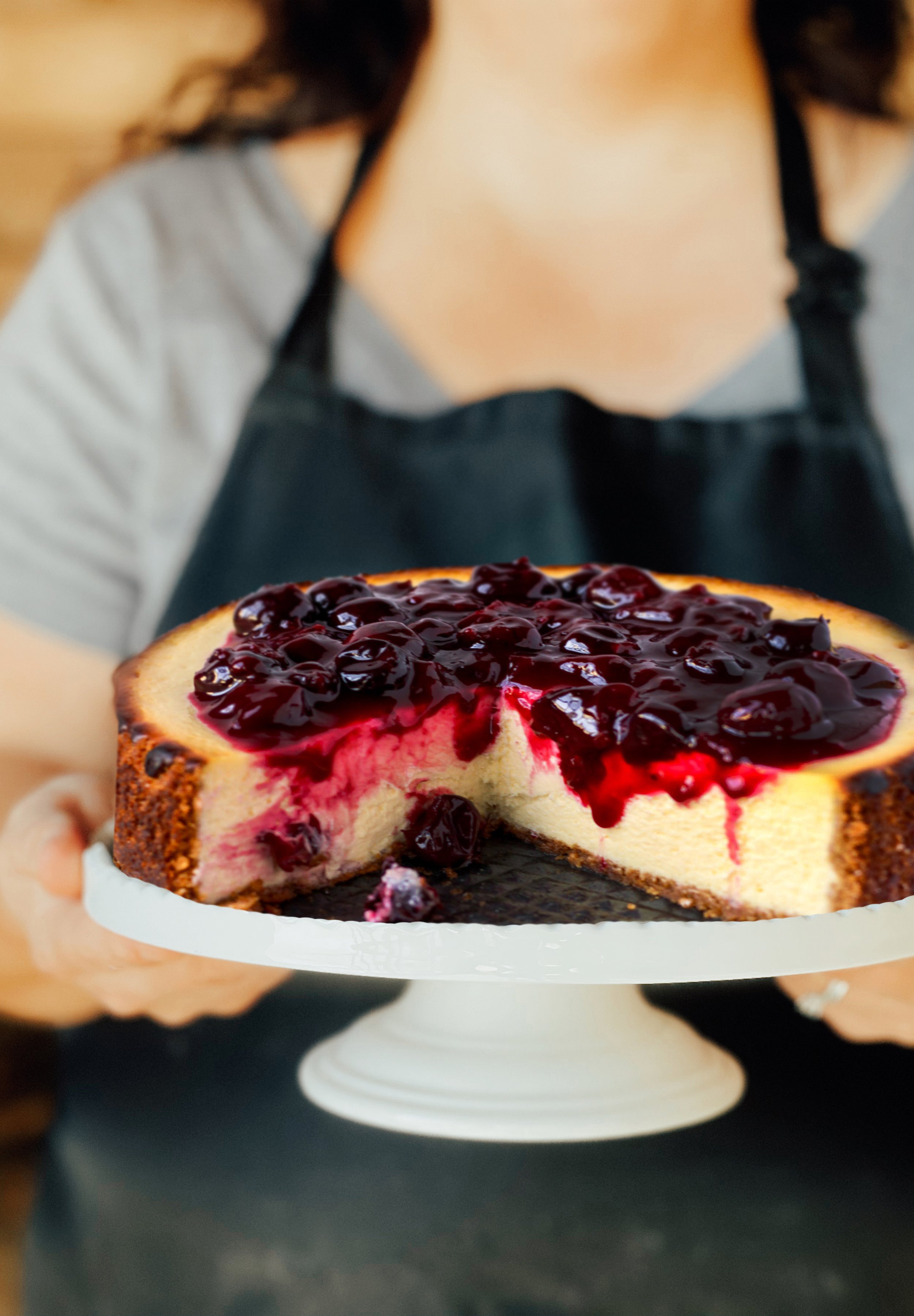 New York Style Bourbon Cherry Cheesecake