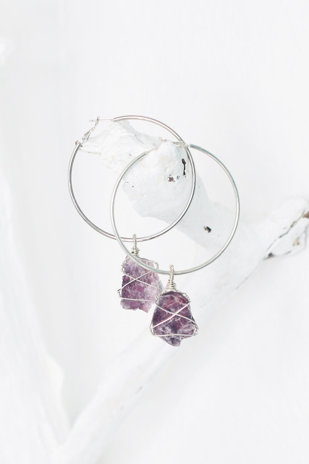 Lepidolite Crystal Hoop Earrings