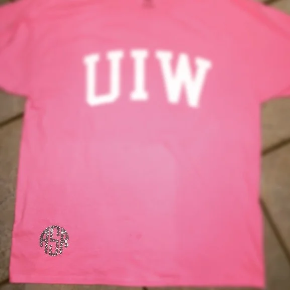 Glitter heat press vinyl on neon pink tshirt