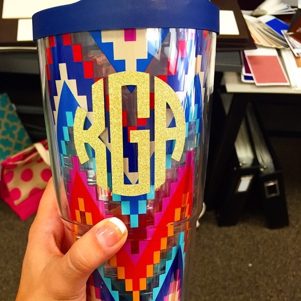 Tervis mug + glitter vinyl