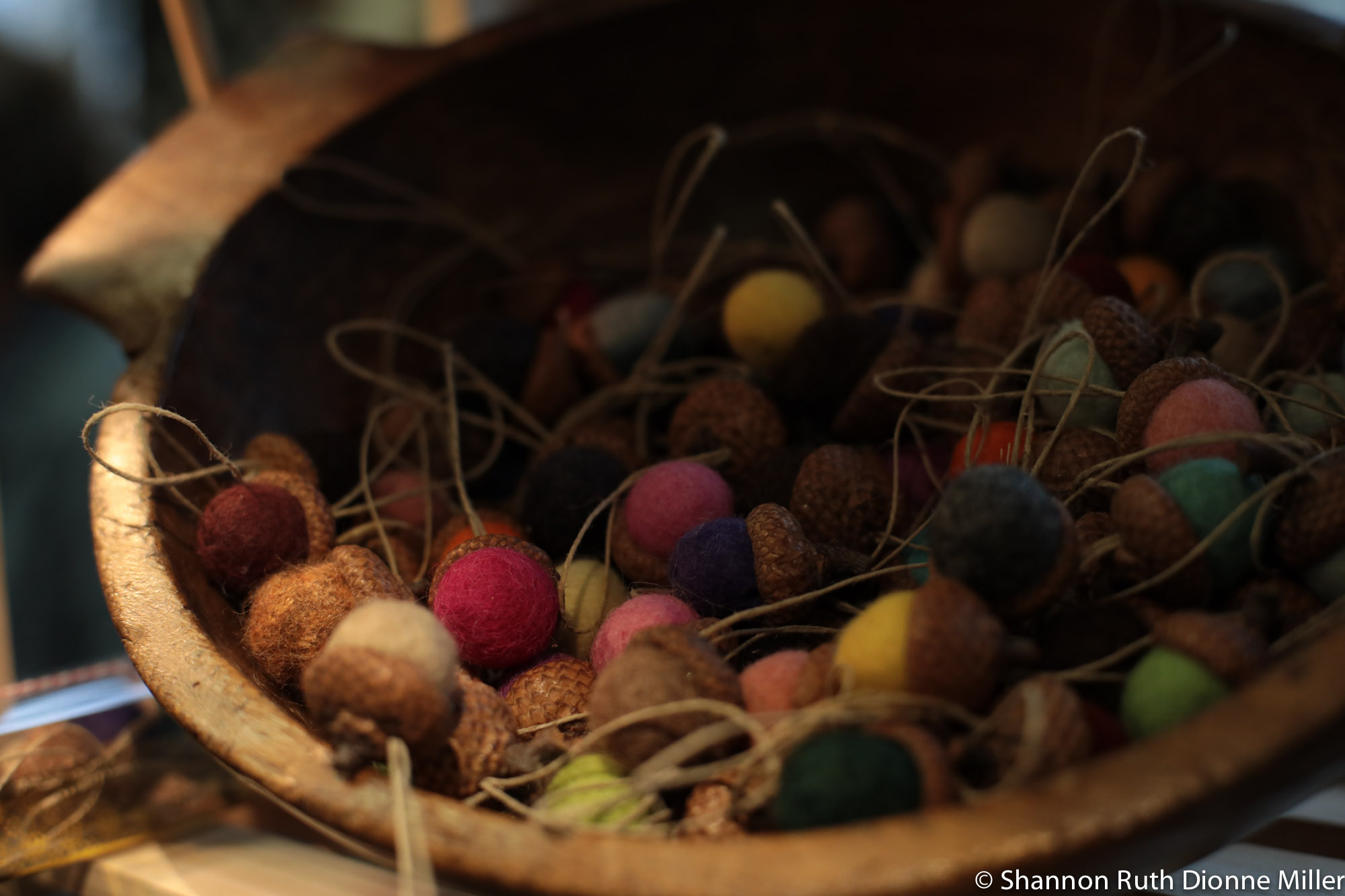 Felted acorns.