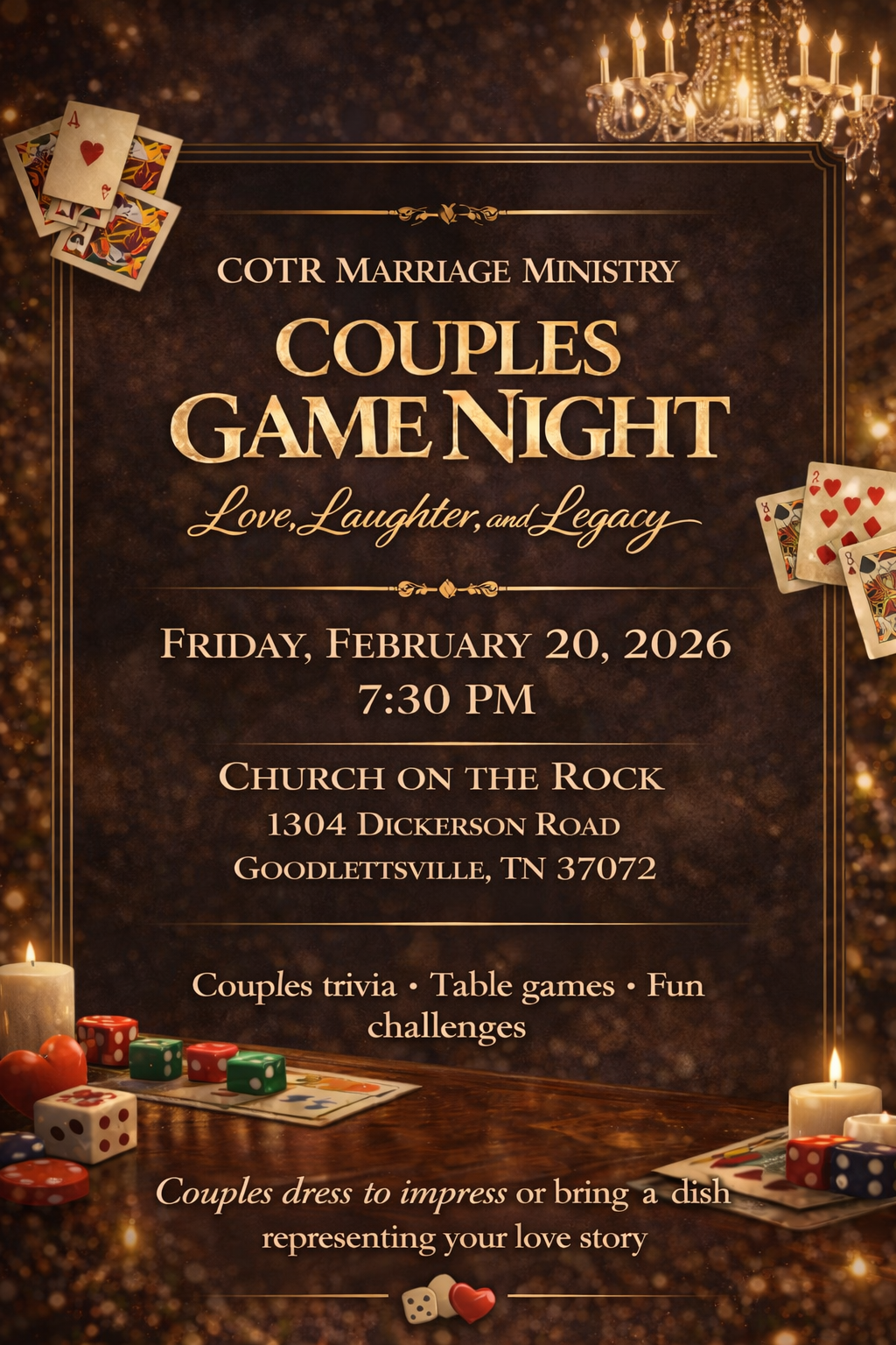 COTR Marriage Ministry: Couples Game Night