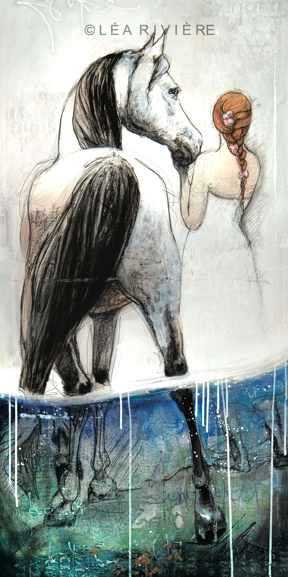 "Rêver les deux pieds dans l'eau" oeuvre sur toile de Léa Rivière .